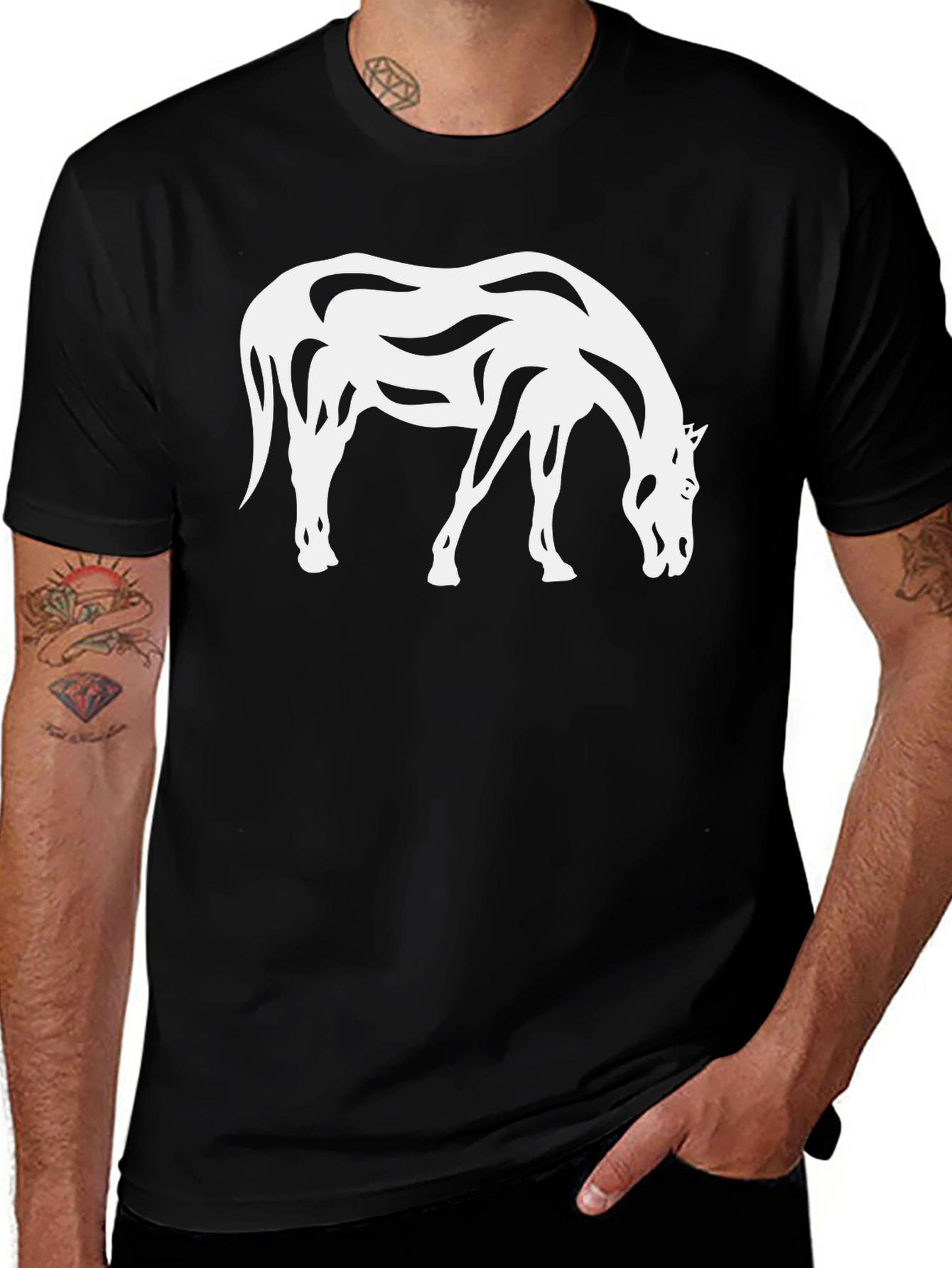 Variant 18 of Abstract Horse Graphic Tee - Black