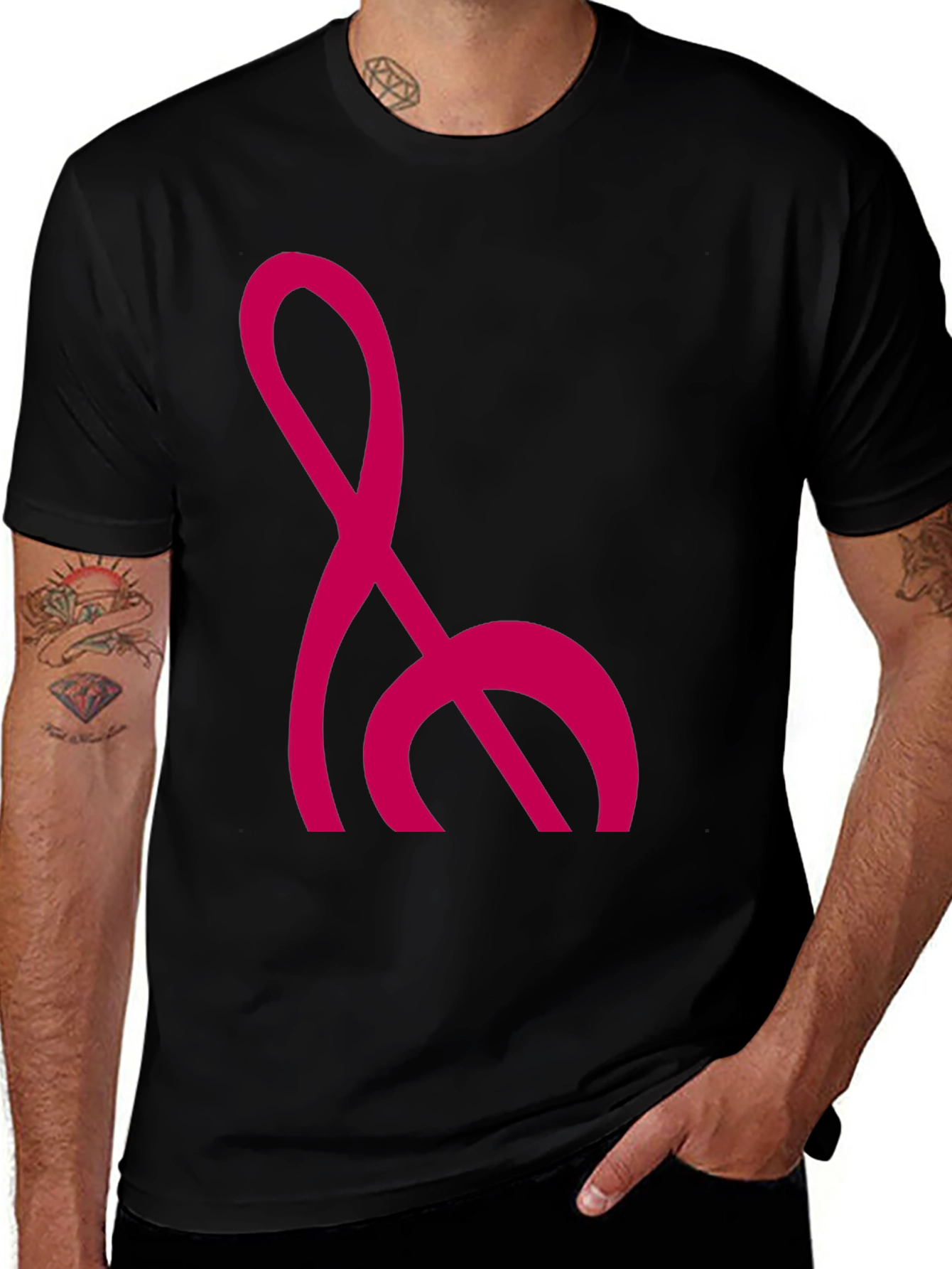 Variant 17 of Abstract Pink Symbol Black T-Shirt