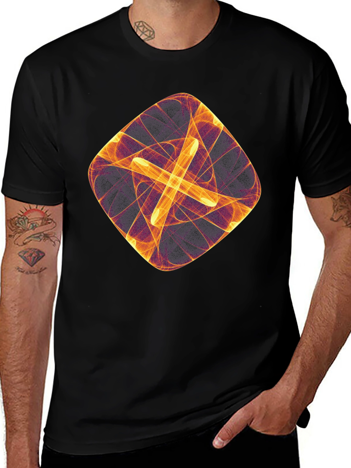 Variant 23 of Abstract Geometric Graphic Black T-Shirt