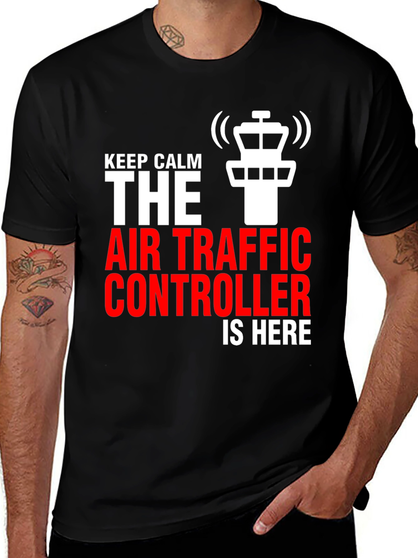 Variant 25 of Air Traffic Controller Graphic Tee - Keep Calm Design
