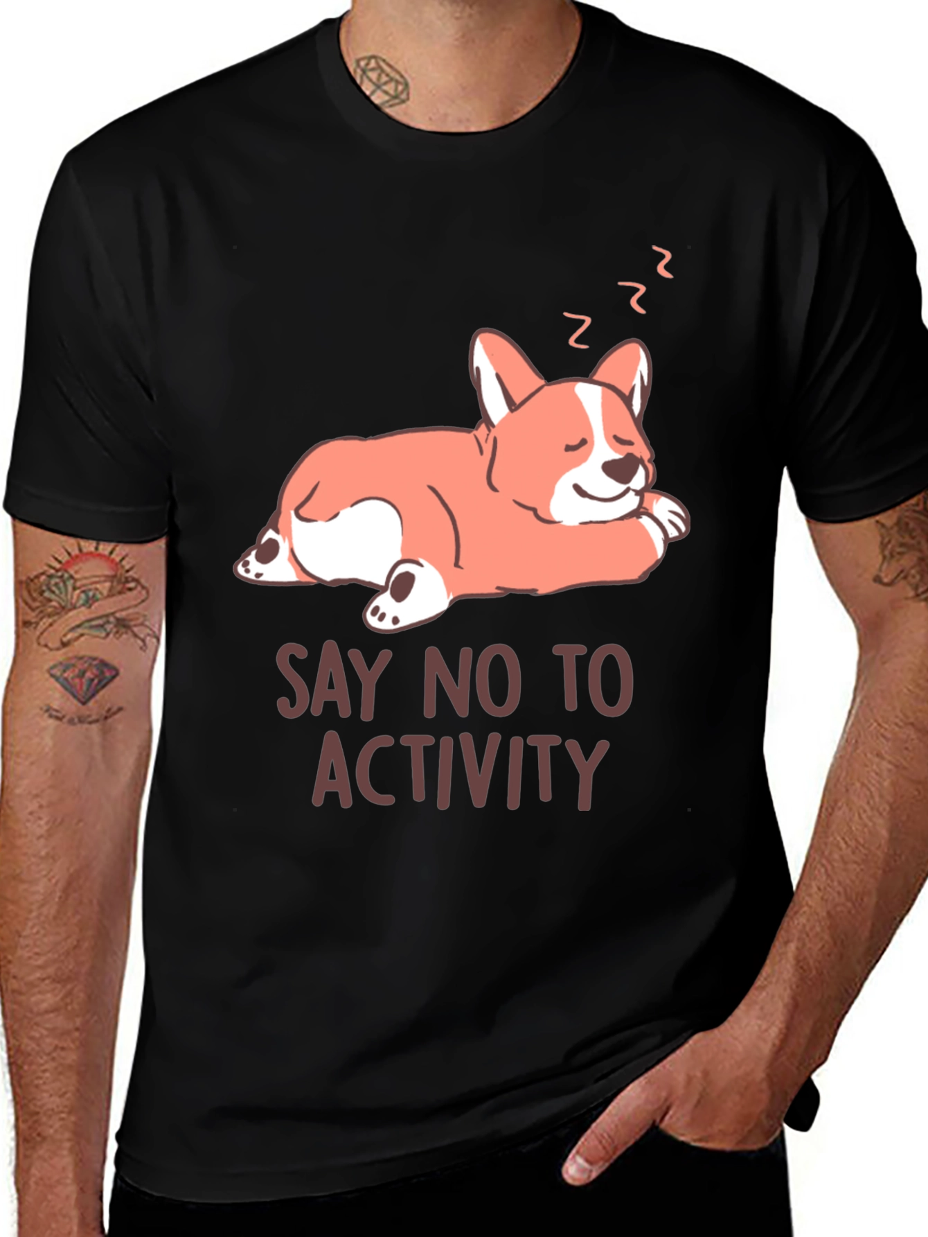 Variant 17 of Lazy Corgi Graphic Tee - Say No To Activity