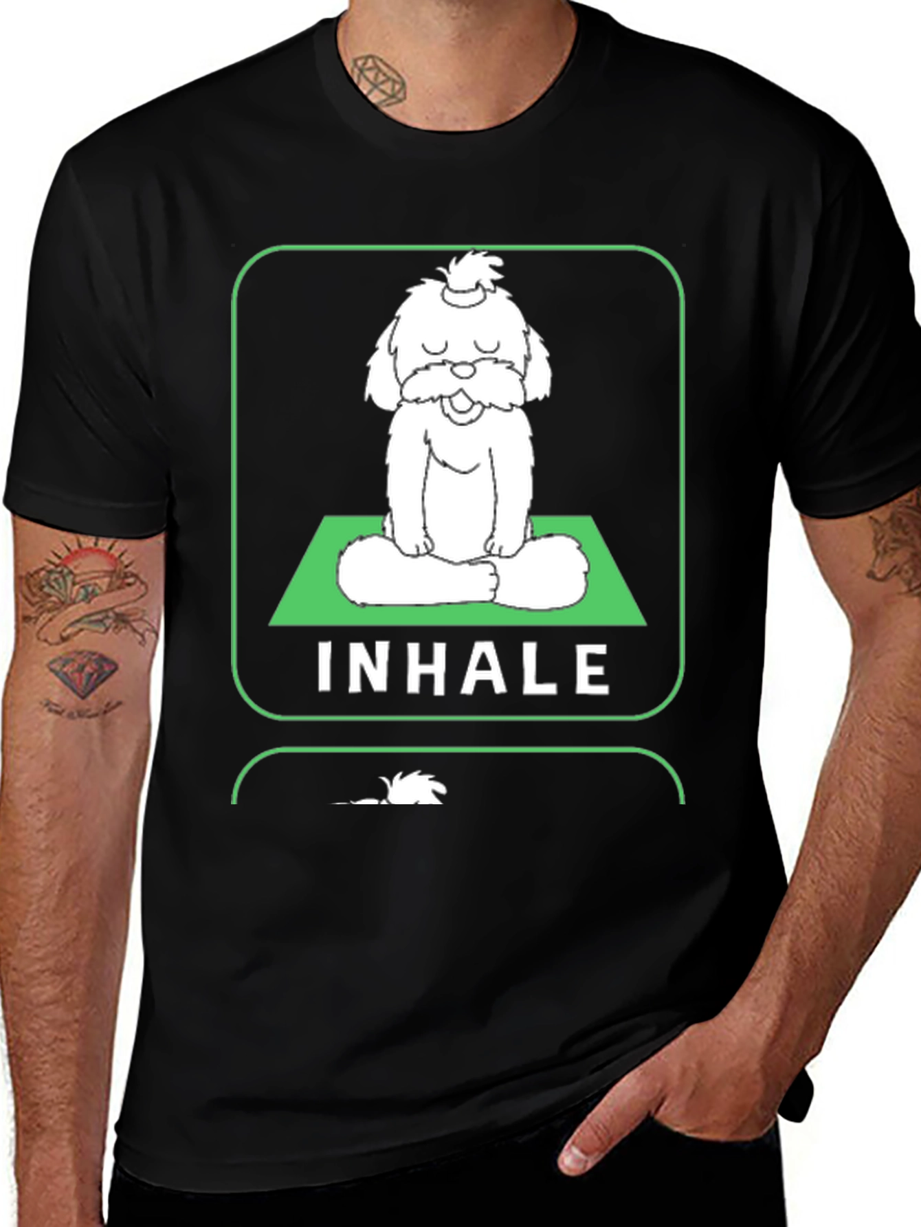 Variant 24 of Meditating Dog Graphic Tee - Inhale, Exhale, Relax