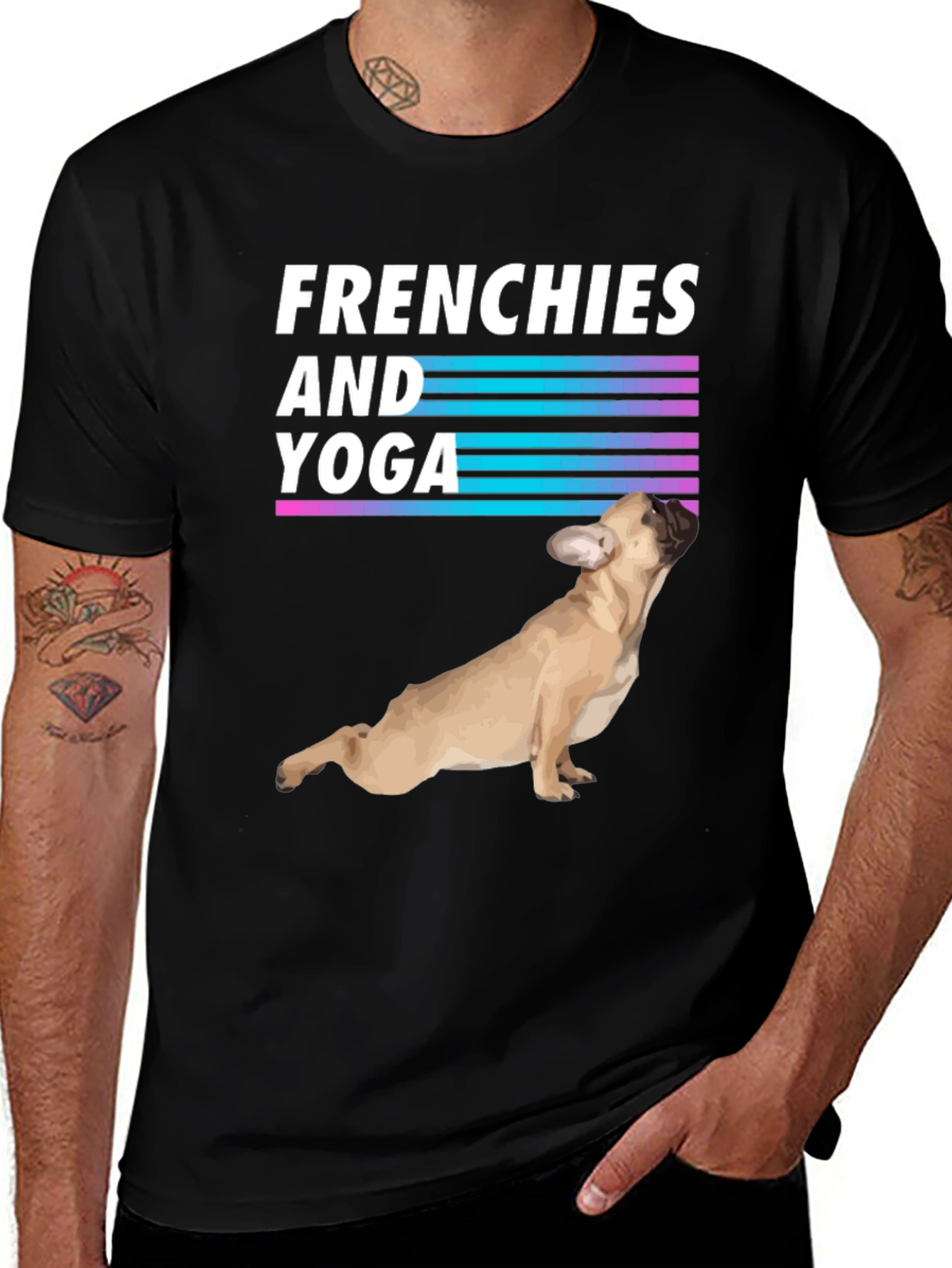 Frenchies and Yoga T-Shirt: Relaxed Fit, Unique Design