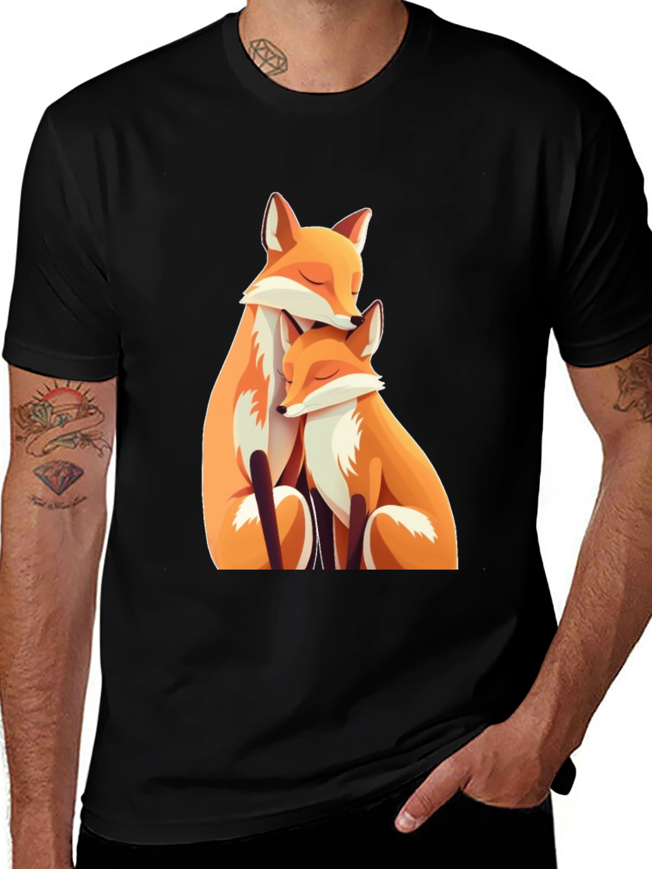 Variant 30 of Fox Hug Graphic Tee - Soft Cotton Blend