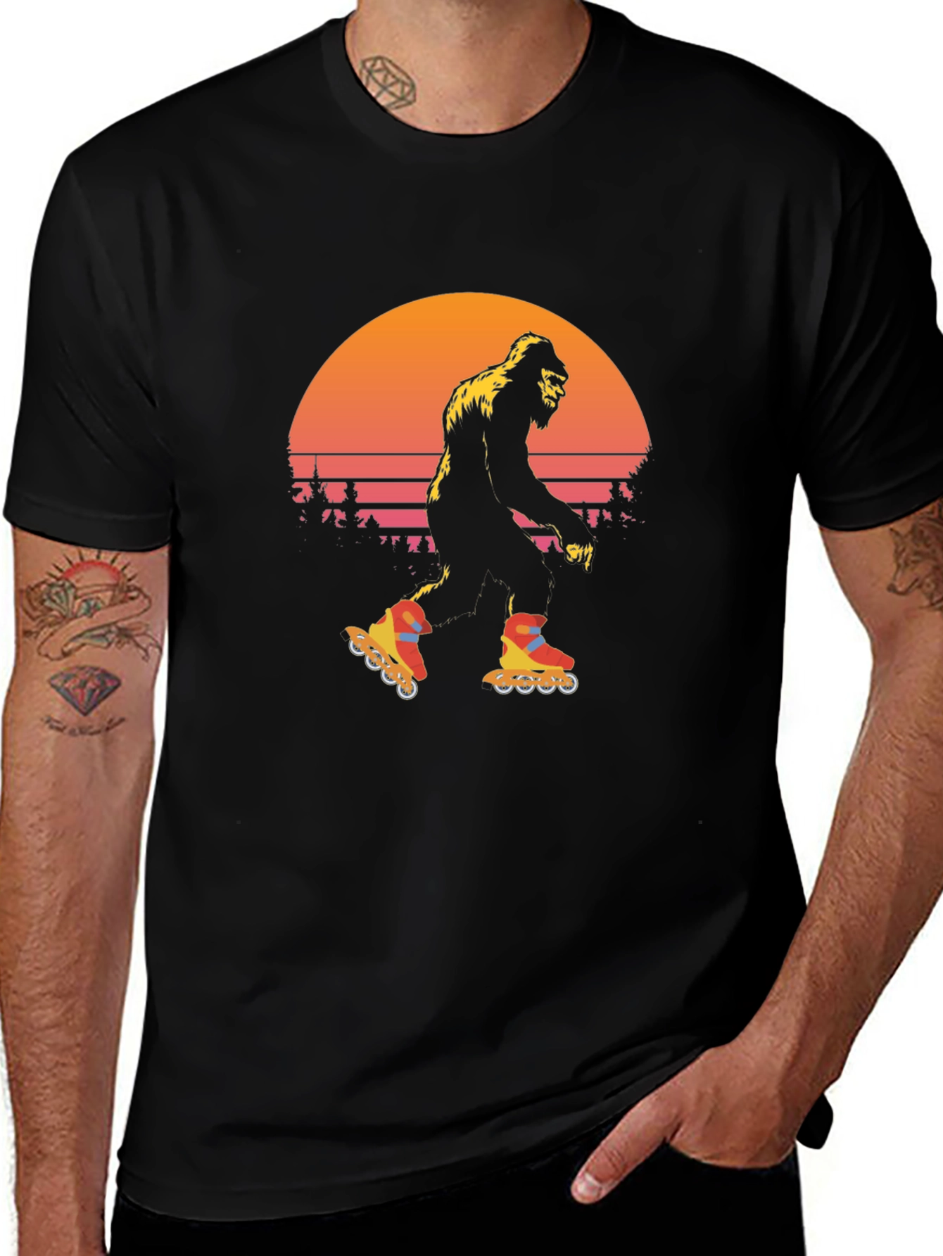 Retro Bigfoot Roller Skating T-Shirt