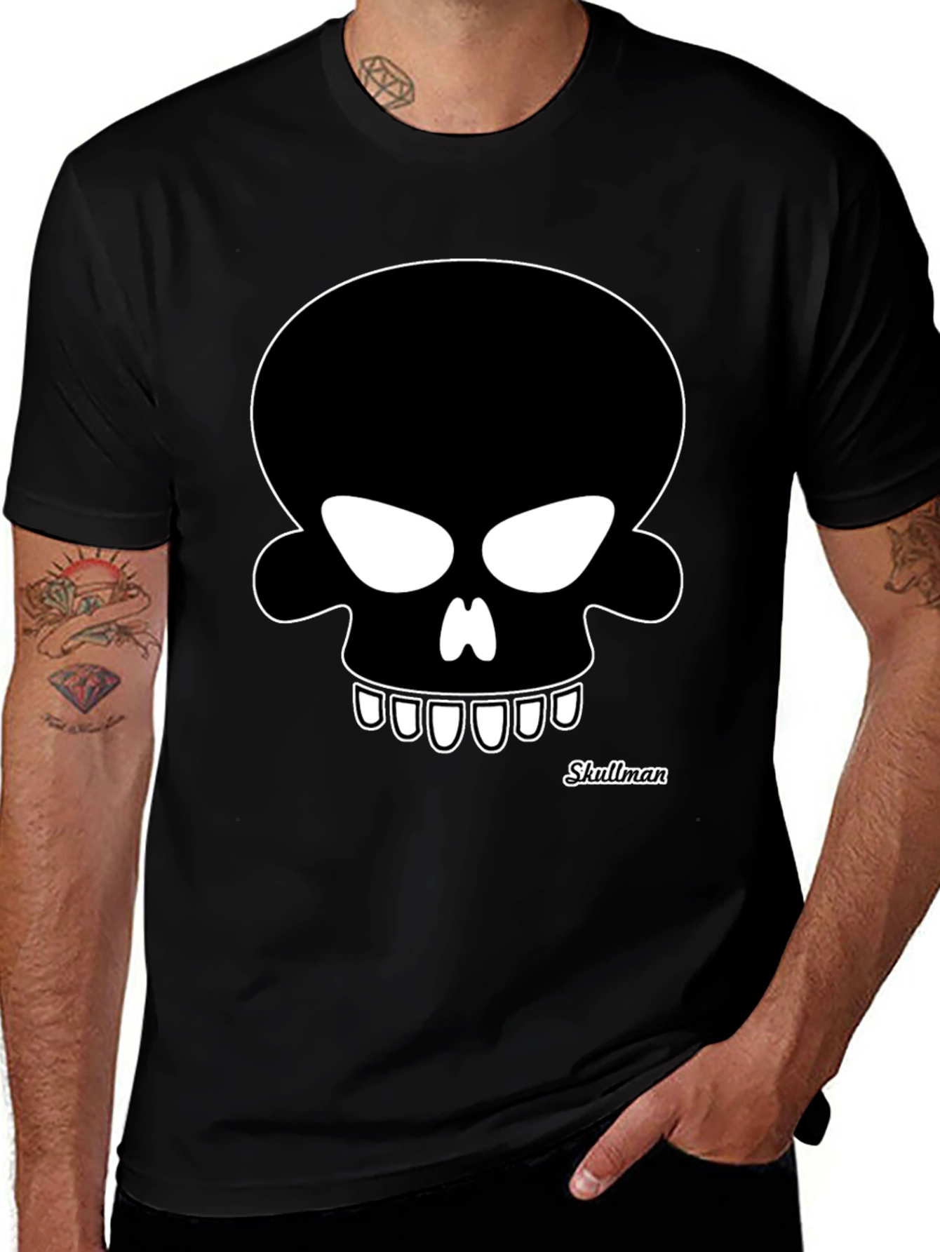 Skullman Graphic Tee - Bold Black Cotton T-Shirt