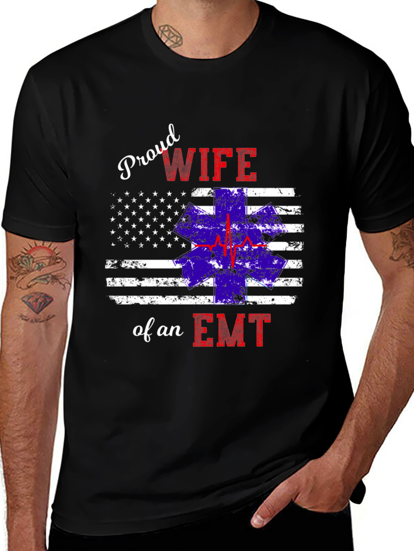 Variant 13 of Proud Wife of an EMT Graphic T-Shirt
