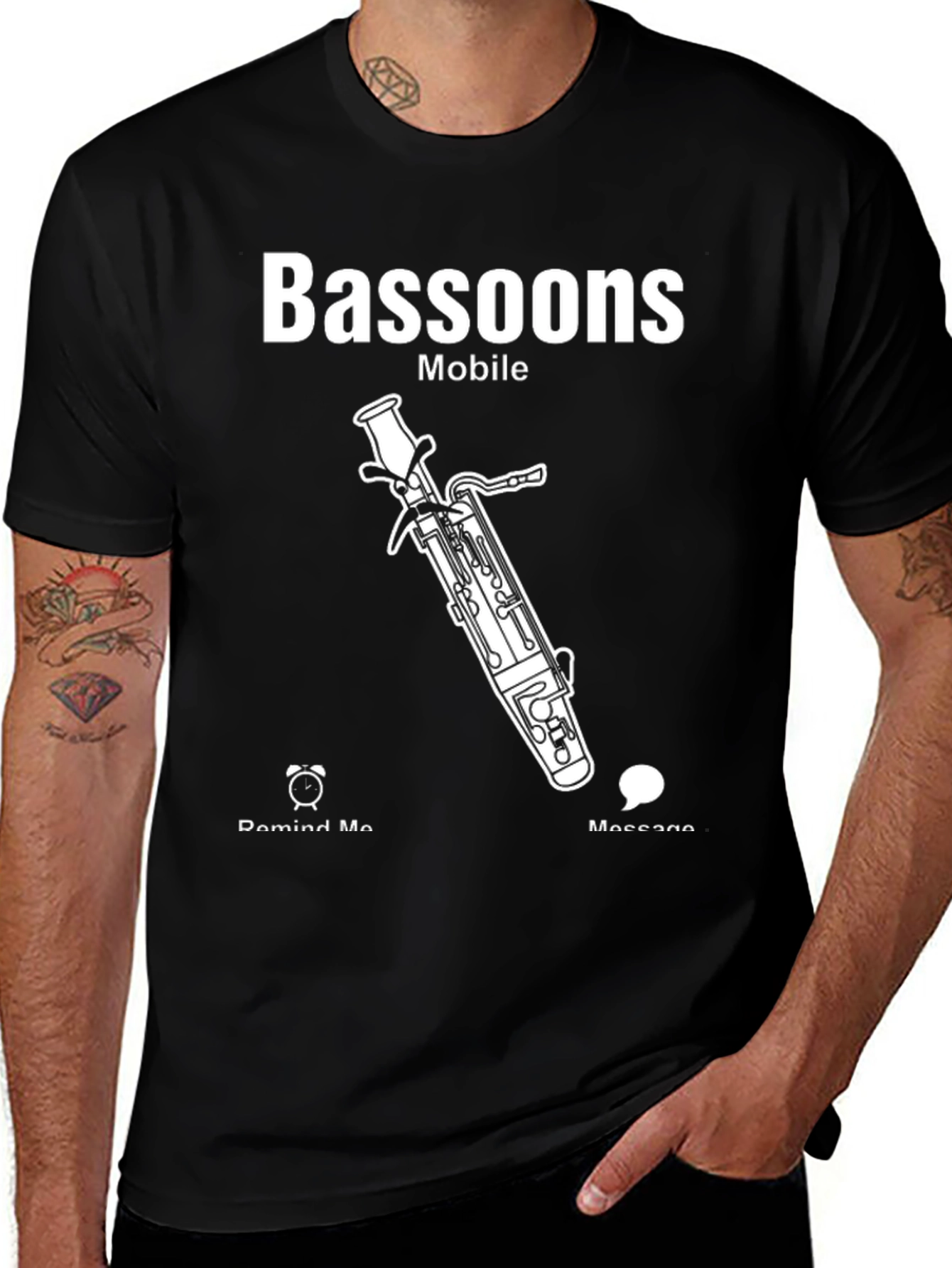 Variant 3 of Bassoons Mobile Black T-Shirt - Musical Instrument Tee