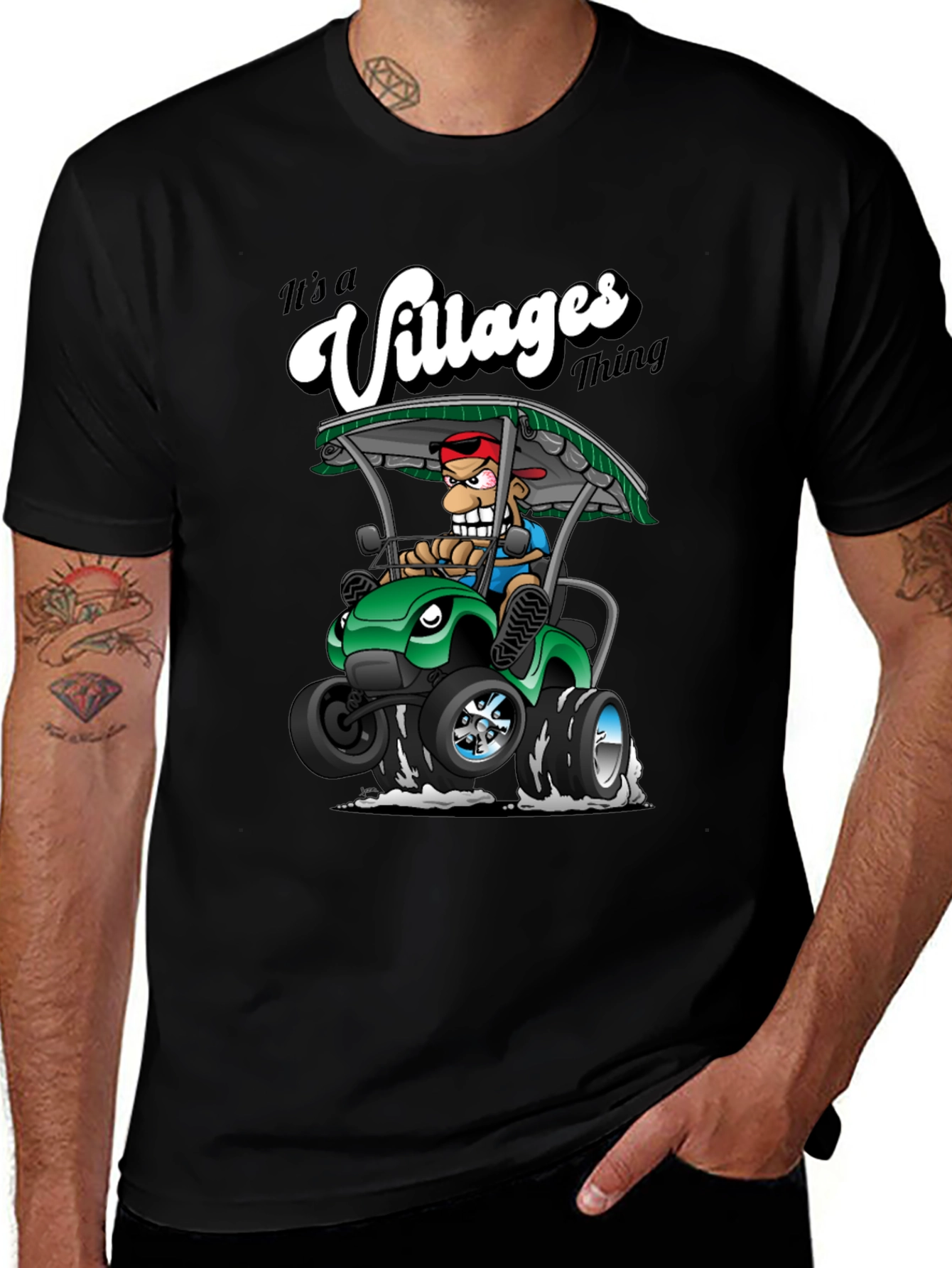 Variant 9 of Villages Thing T-Shirt - Cartoon Golf Cart