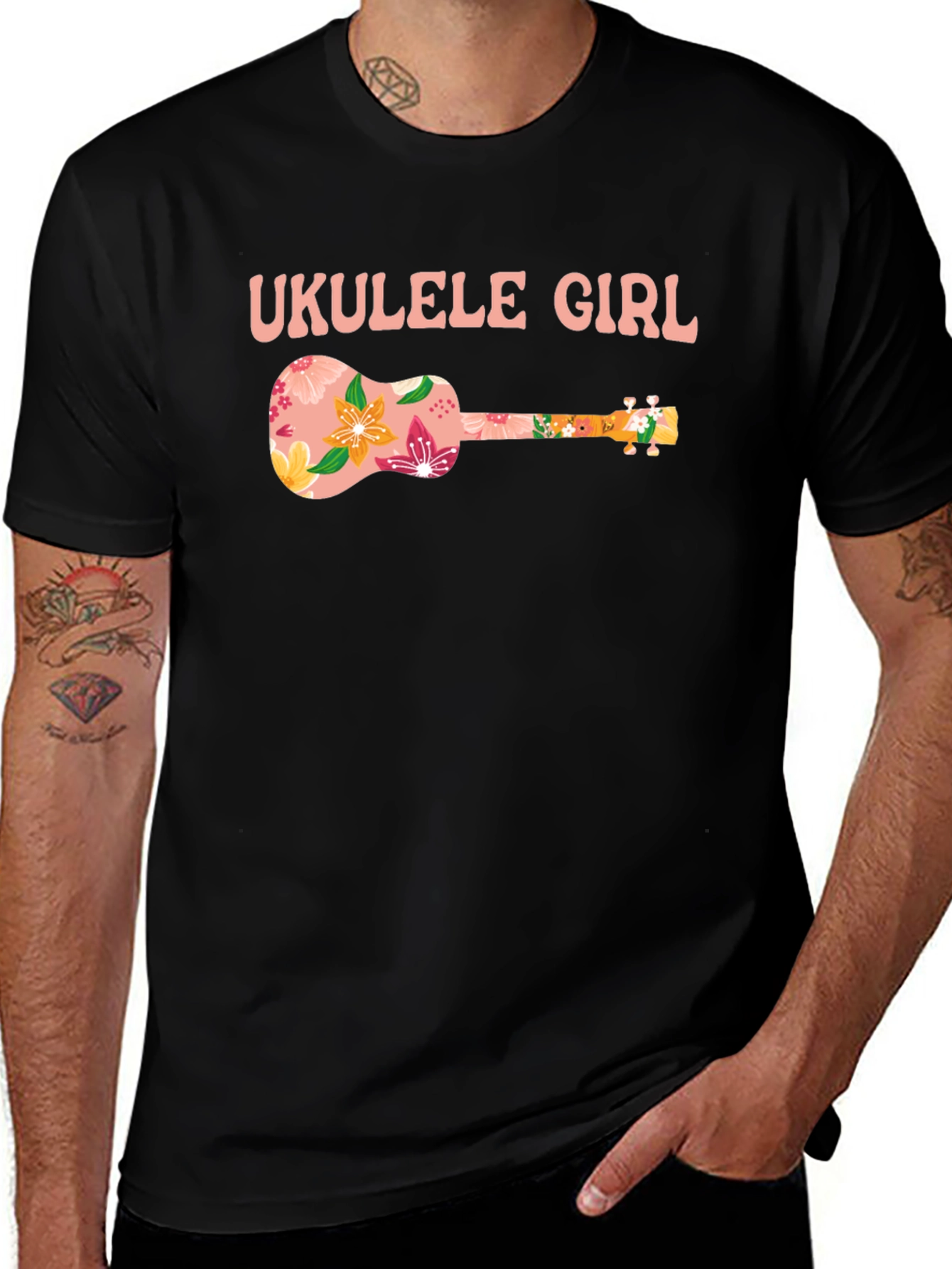 Variant 16 of Ukulele Girl Floral Graphic T-Shirt