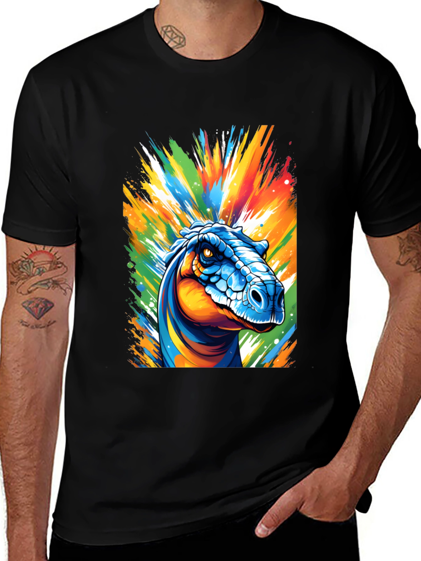 Variant 23 of Dino Art T-Shirt - Colorful Raptor Design