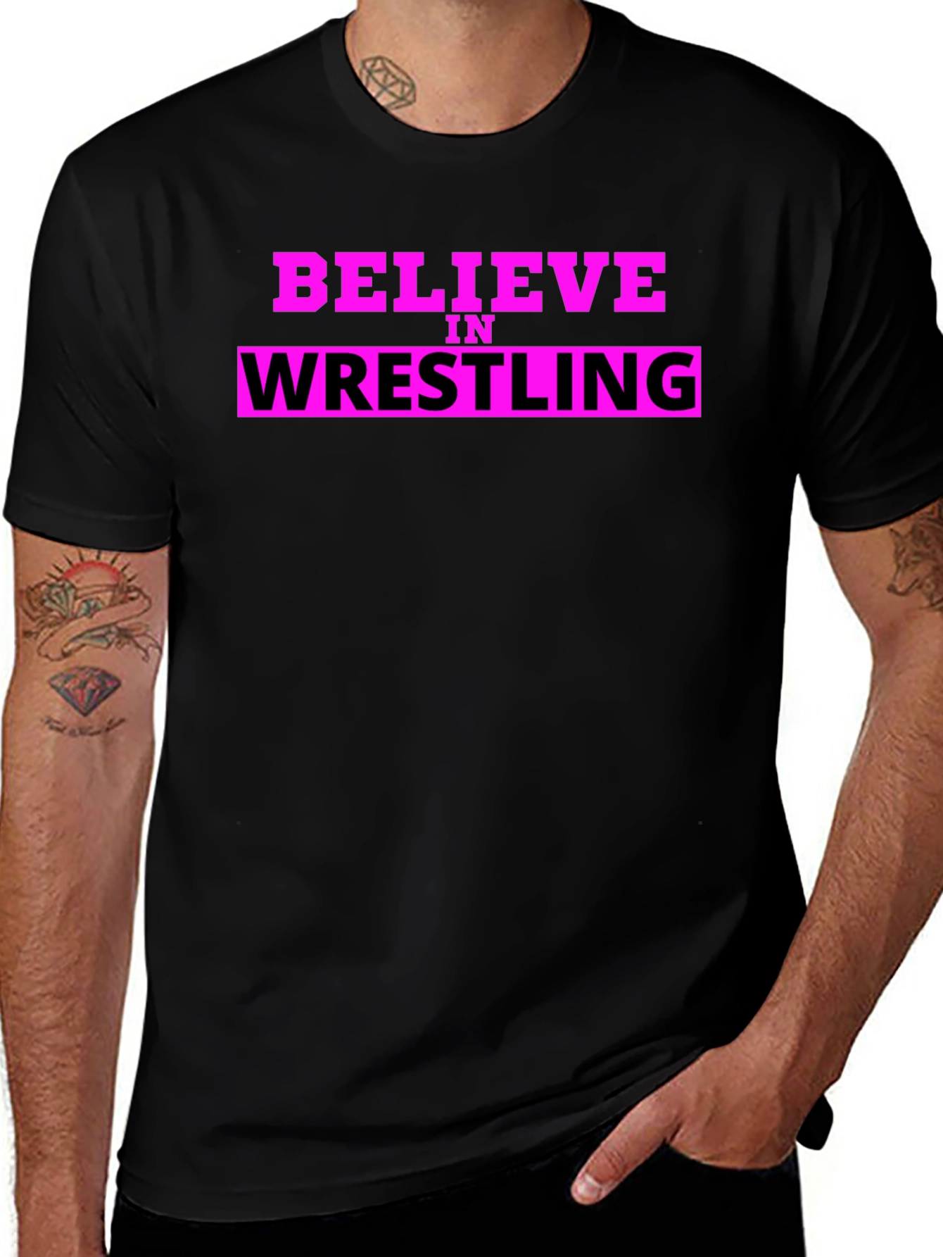 Variant 7 of Believe In Wrestling Black Graphic Tee