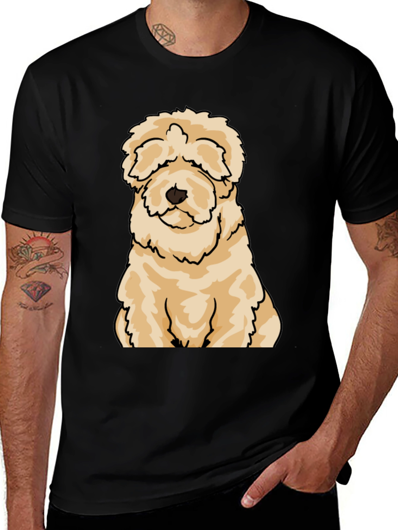 Variant 25 of Cute Dog Cartoon T-Shirt - Black