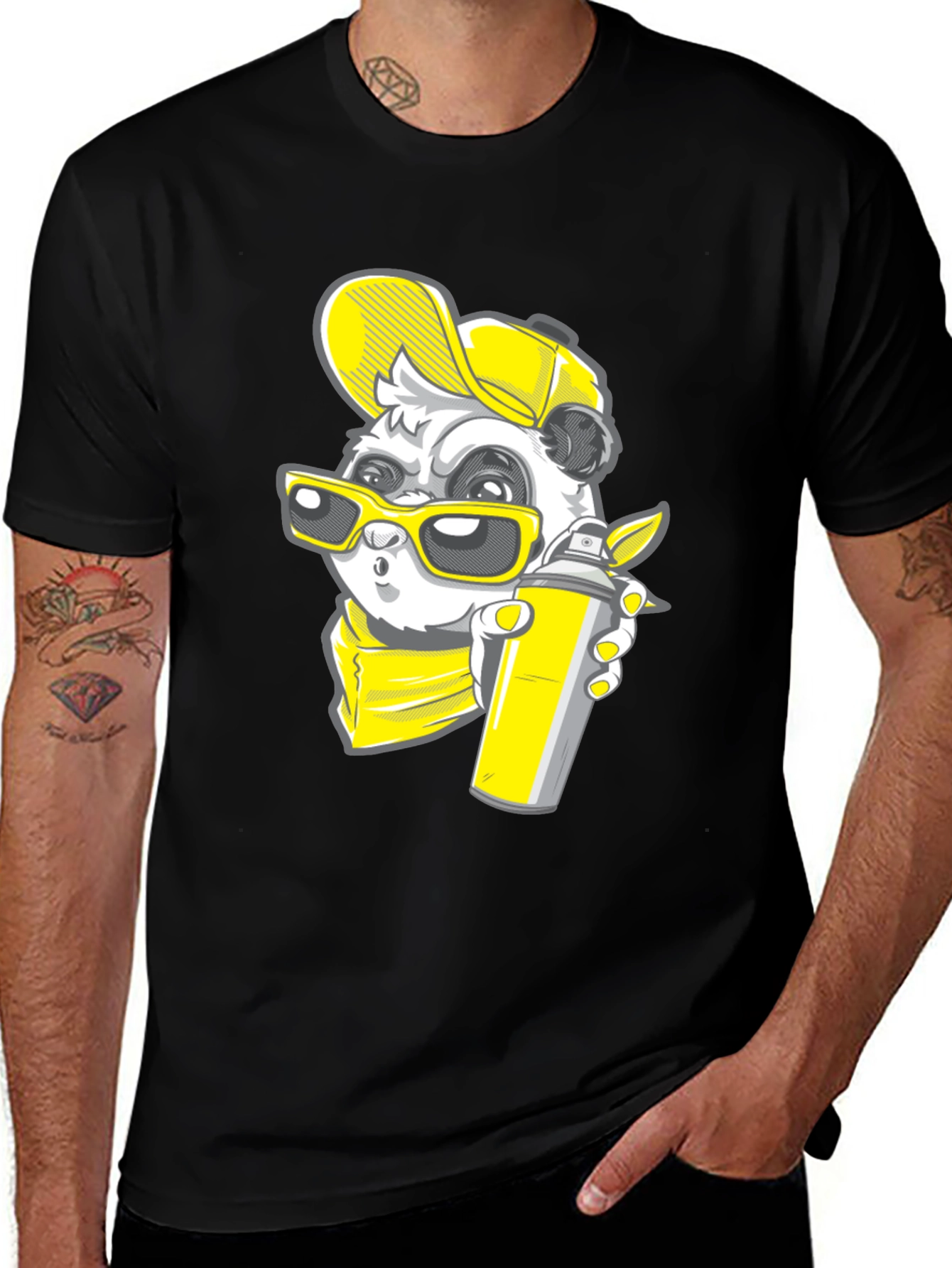 Variant 10 of Cool Panda Graphic Tee - Black T-Shirt