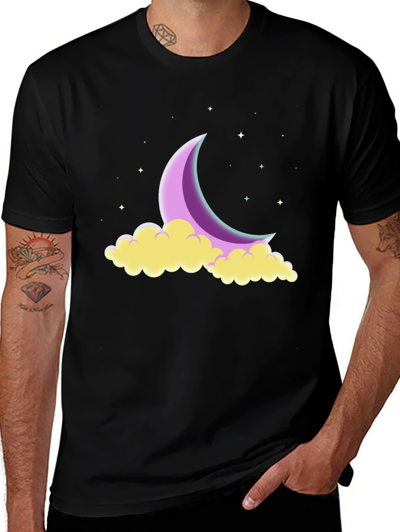 Variant 13 of Crescent Moon on Cloud Black Graphic Tee