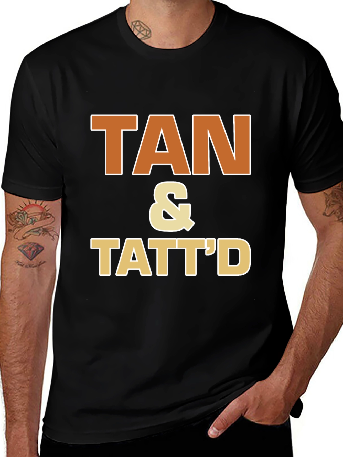 Variant 24 of Tan & Tatt'd Graphic T-Shirt - Black Cotton Blend