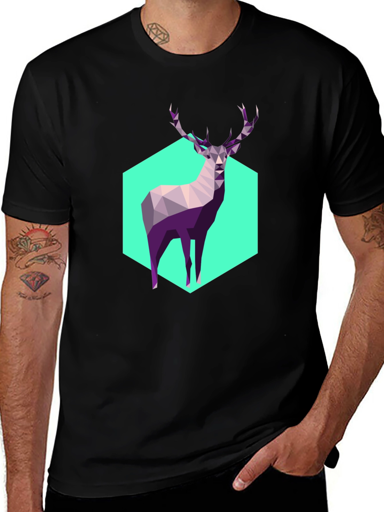 Variant 20 of Geometric Deer Graphic Tee - Modern Art Shirt