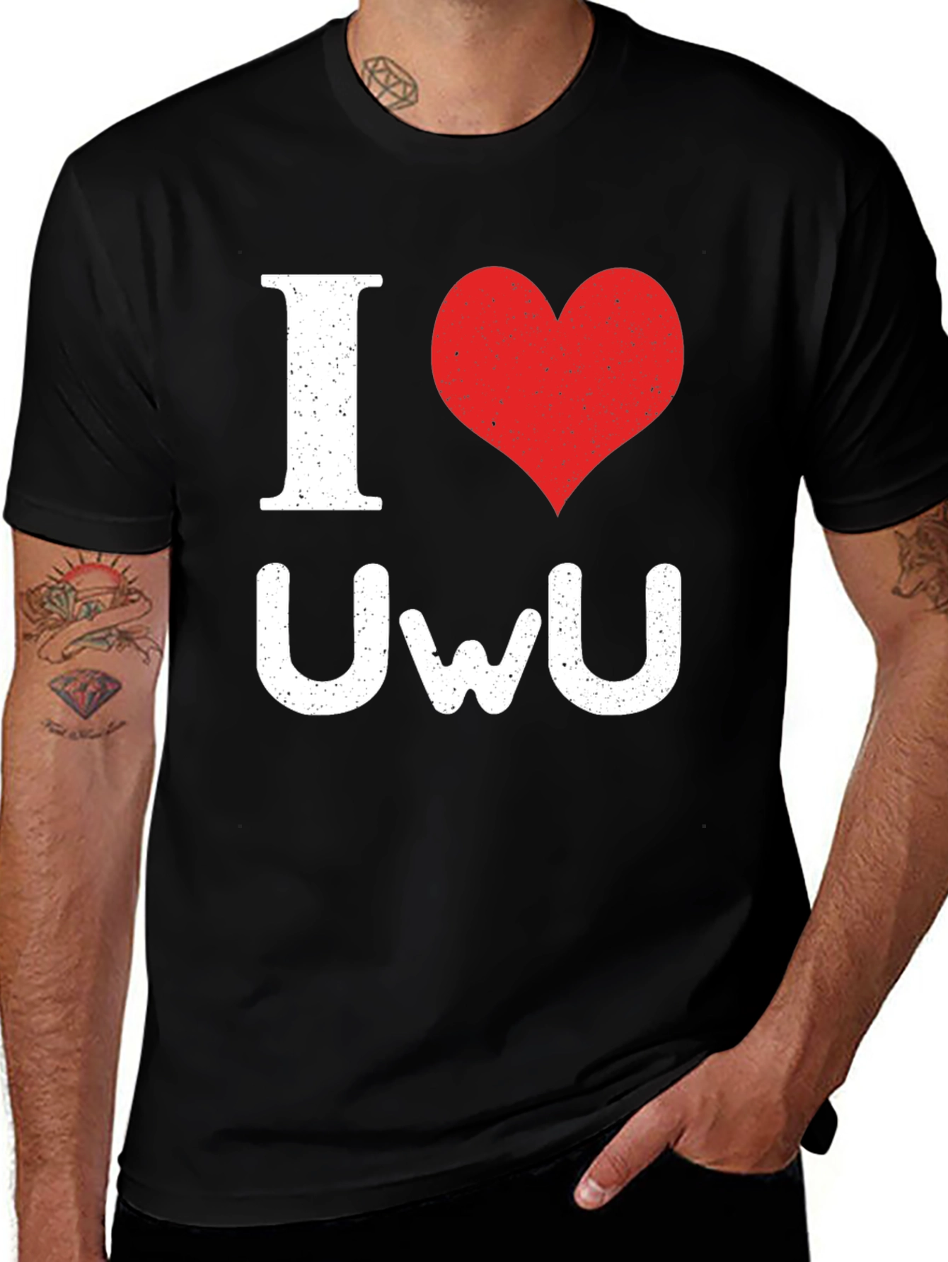 Variant 9 of I Heart UWU Graphic T-Shirt - Casual Black Tee