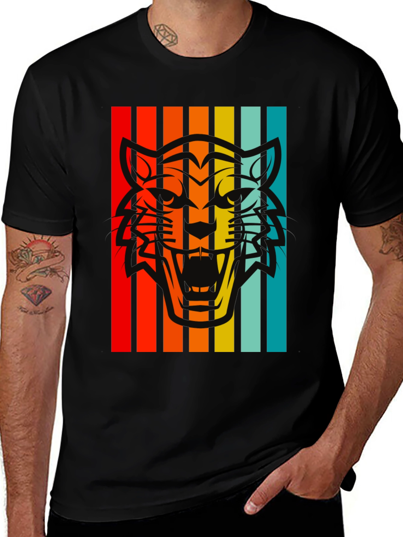 Retro Tiger Striped Graphic Tee