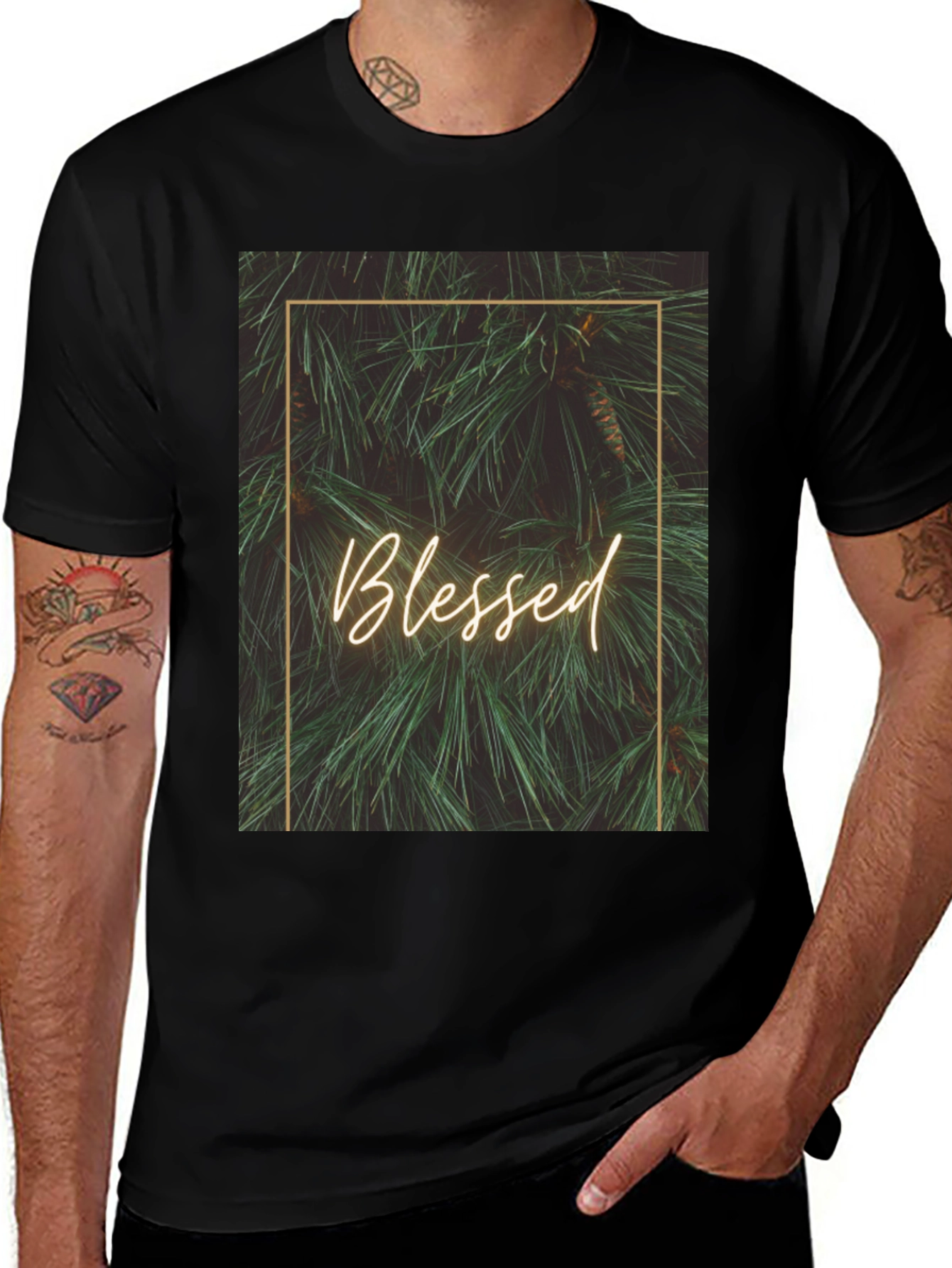 Variant 21 of Blessed Pine Graphic Tee - Stylish Comfort