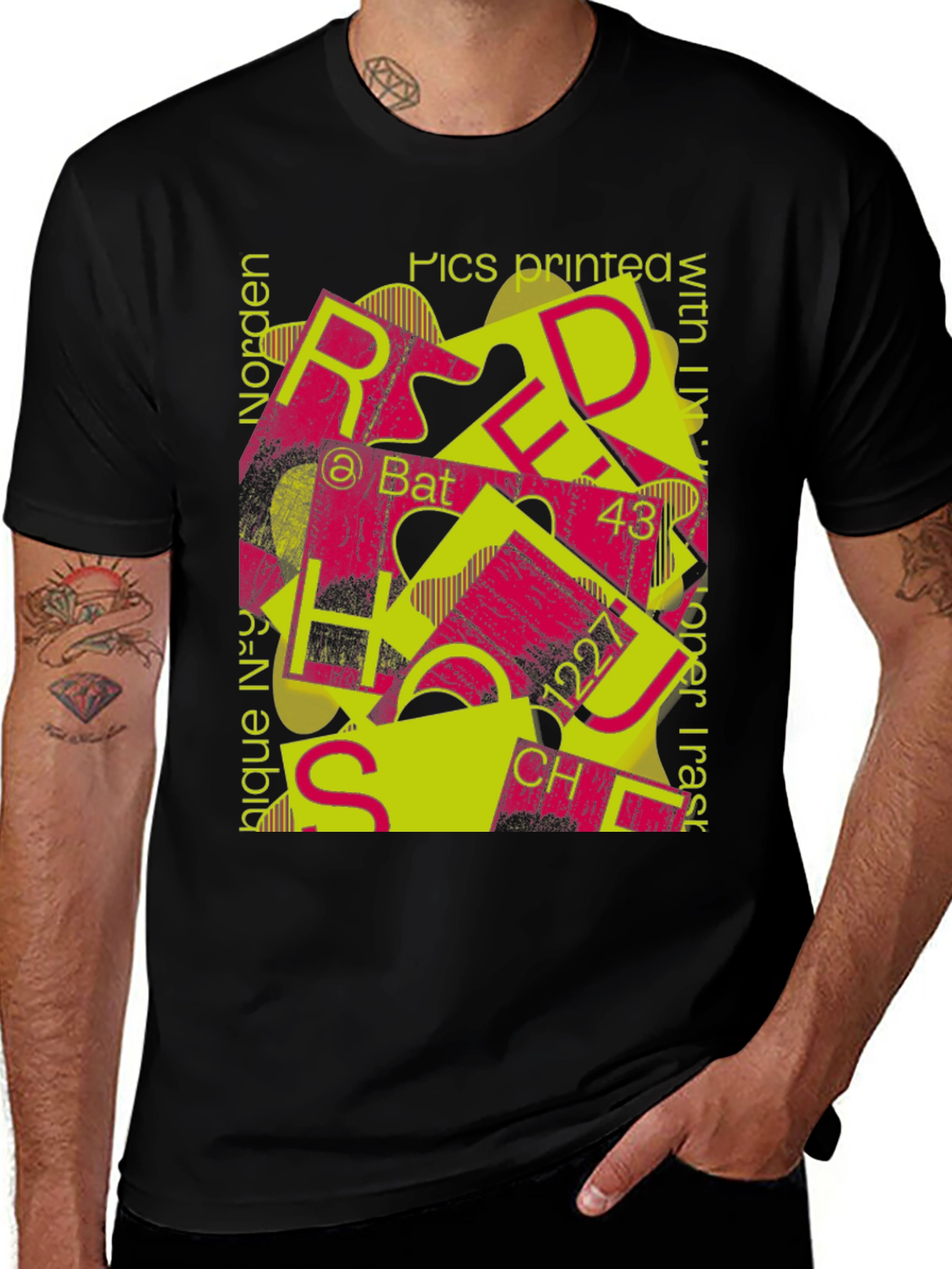 Variant 8 of Abstract Graphic Print Black T-Shirt