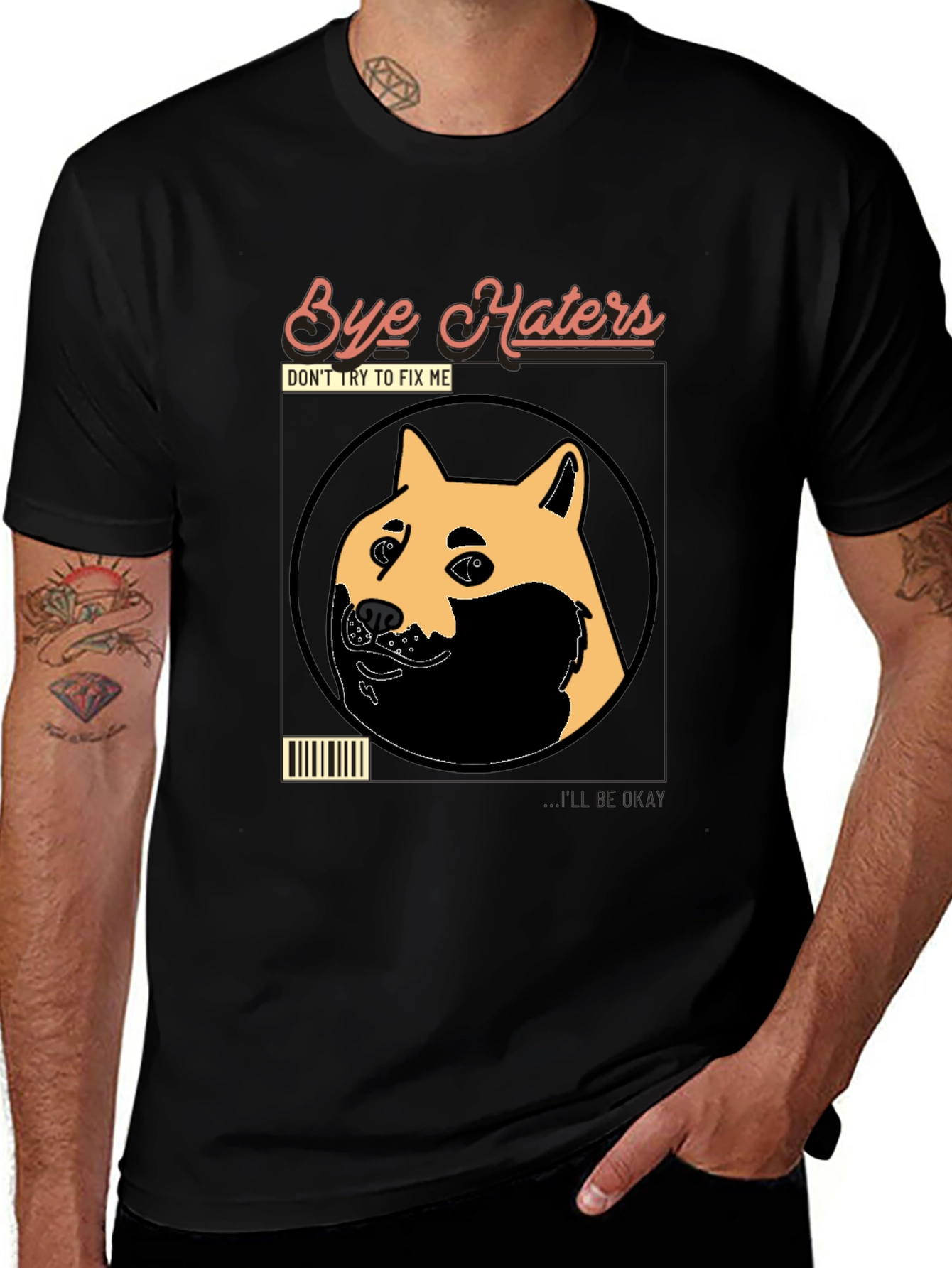 Variant 4 of Bye Haters Doge Meme Black T-Shirt