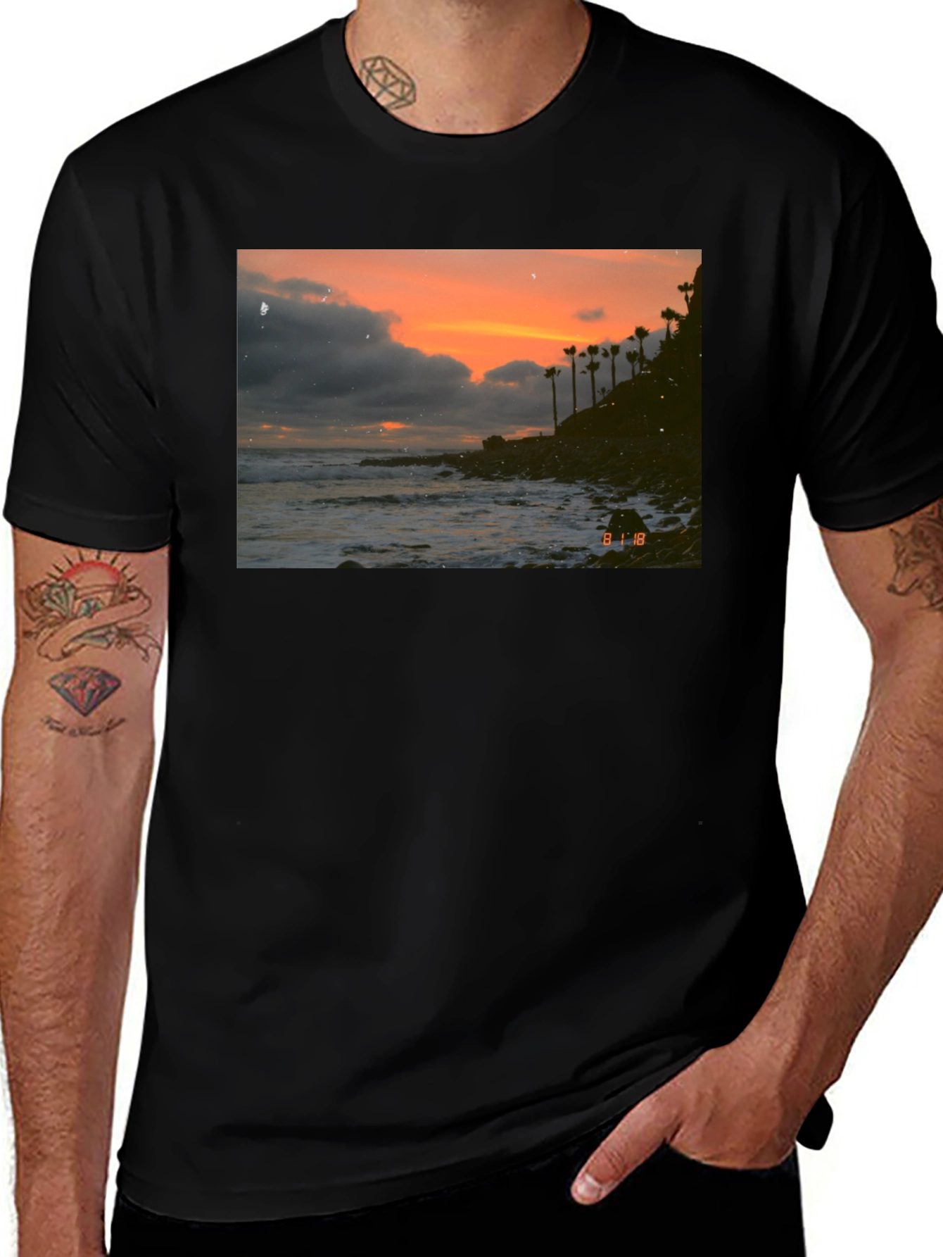Variant 23 of Sunset Beach Graphic T-Shirt - Vintage Style
