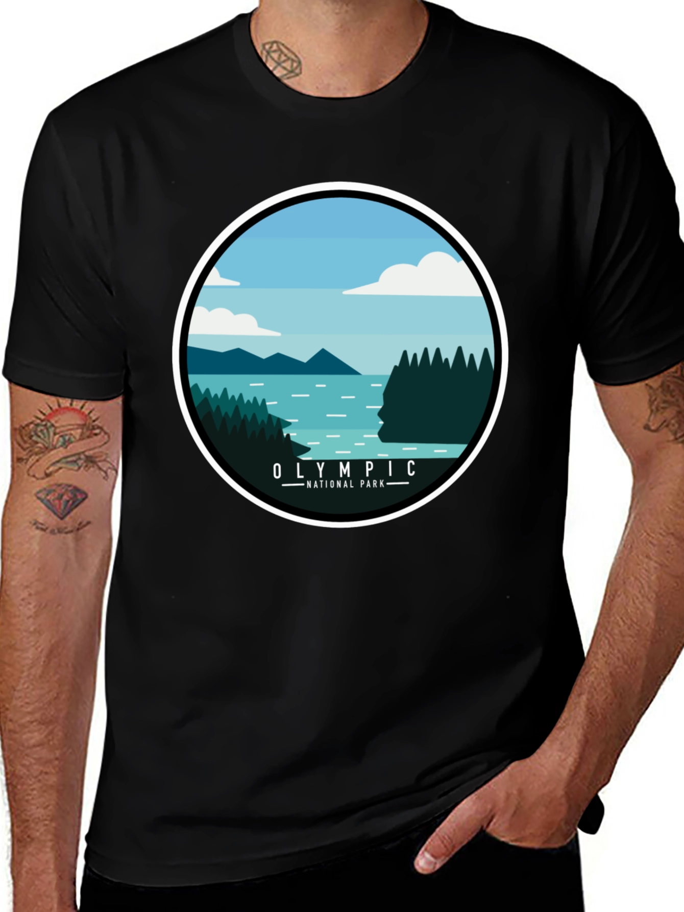 Variant 27 of Olympic National Park T-Shirt - Scenic Lake Design