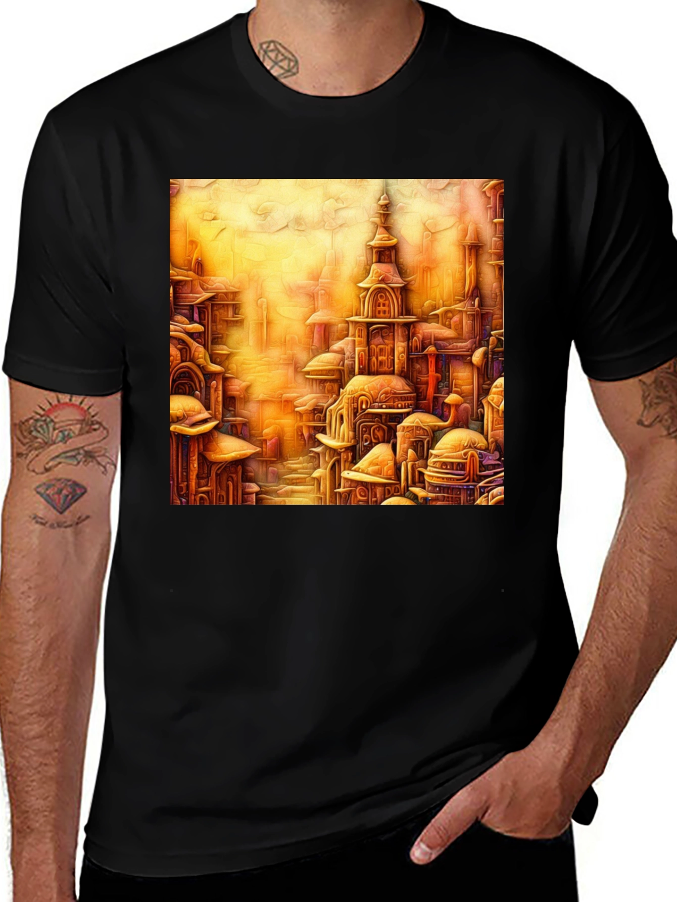 Variant 18 of Cityscape Art Print Black Tee