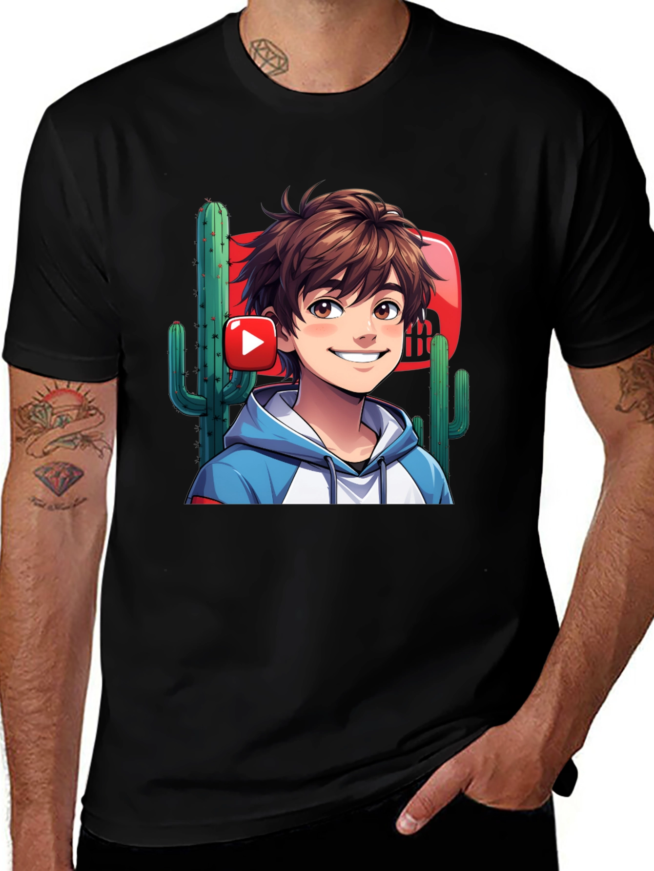 Cartoon Character Graphic Black T-Shirt