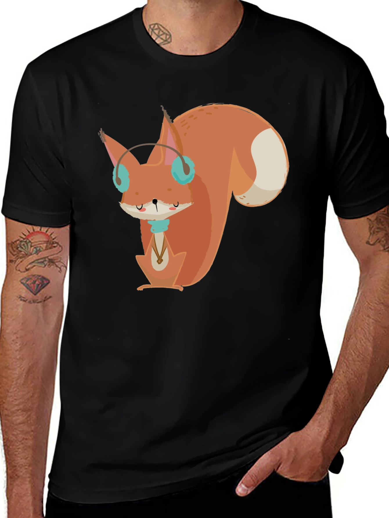 Variant 13 of Squirrel with Headphones Graphic T-Shirt