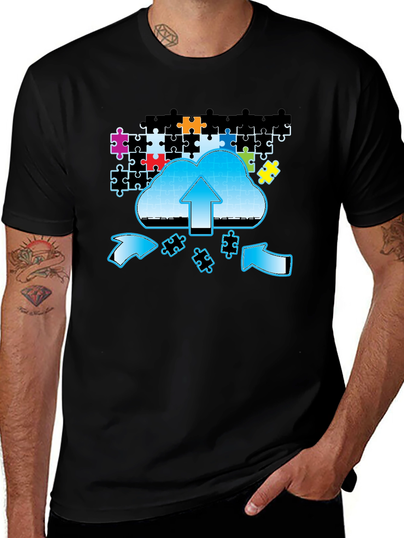 Variant 3 of Cloud Puzzle Upload Graphic T-Shirt