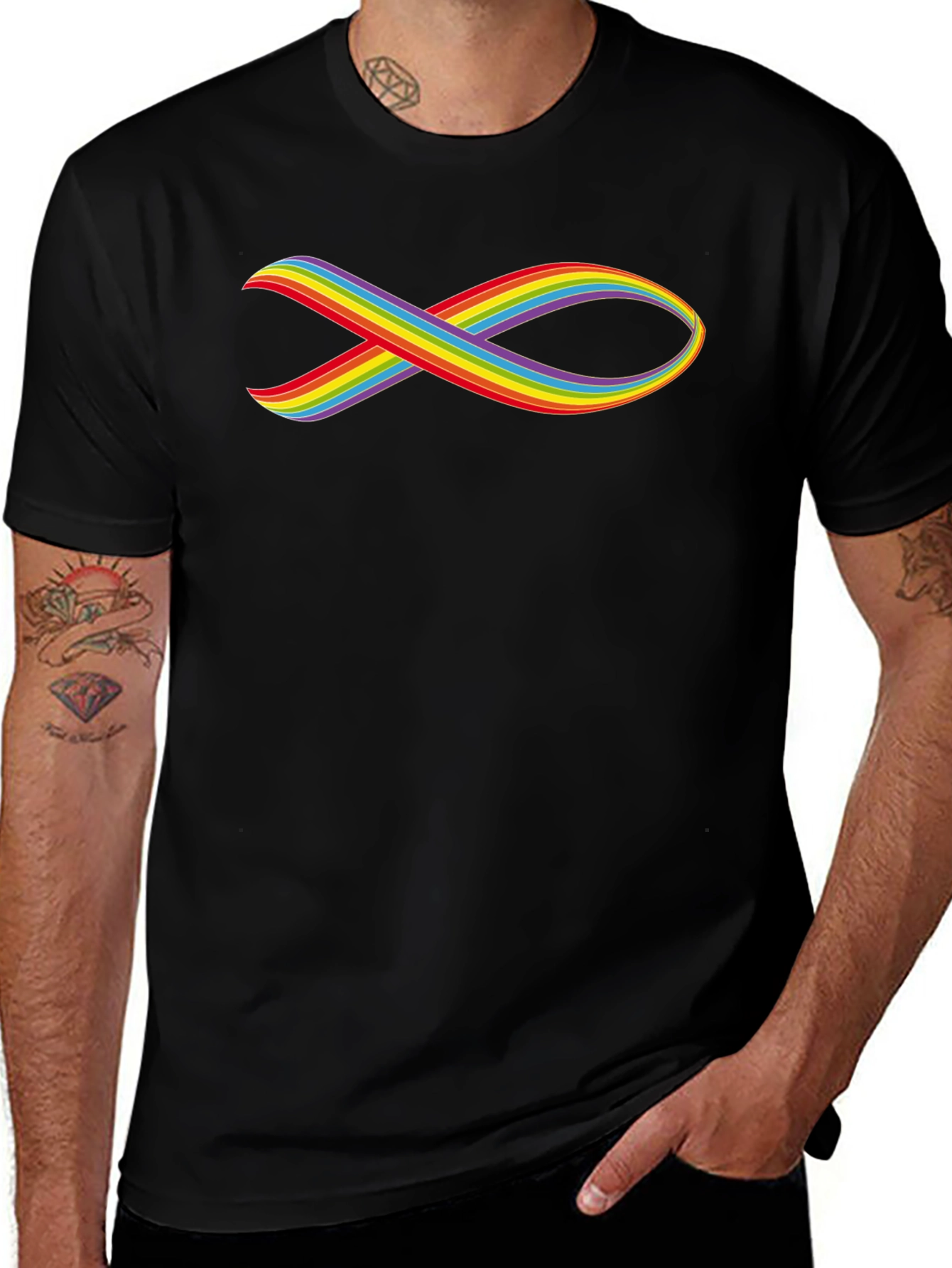 Variant 8 of Rainbow Infinity Symbol Black T-Shirt