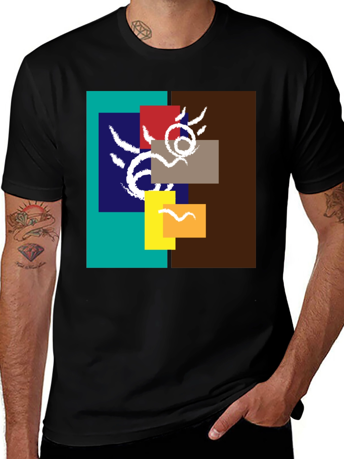 Variant 11 of Abstract Graphic Print Crew Neck Tee