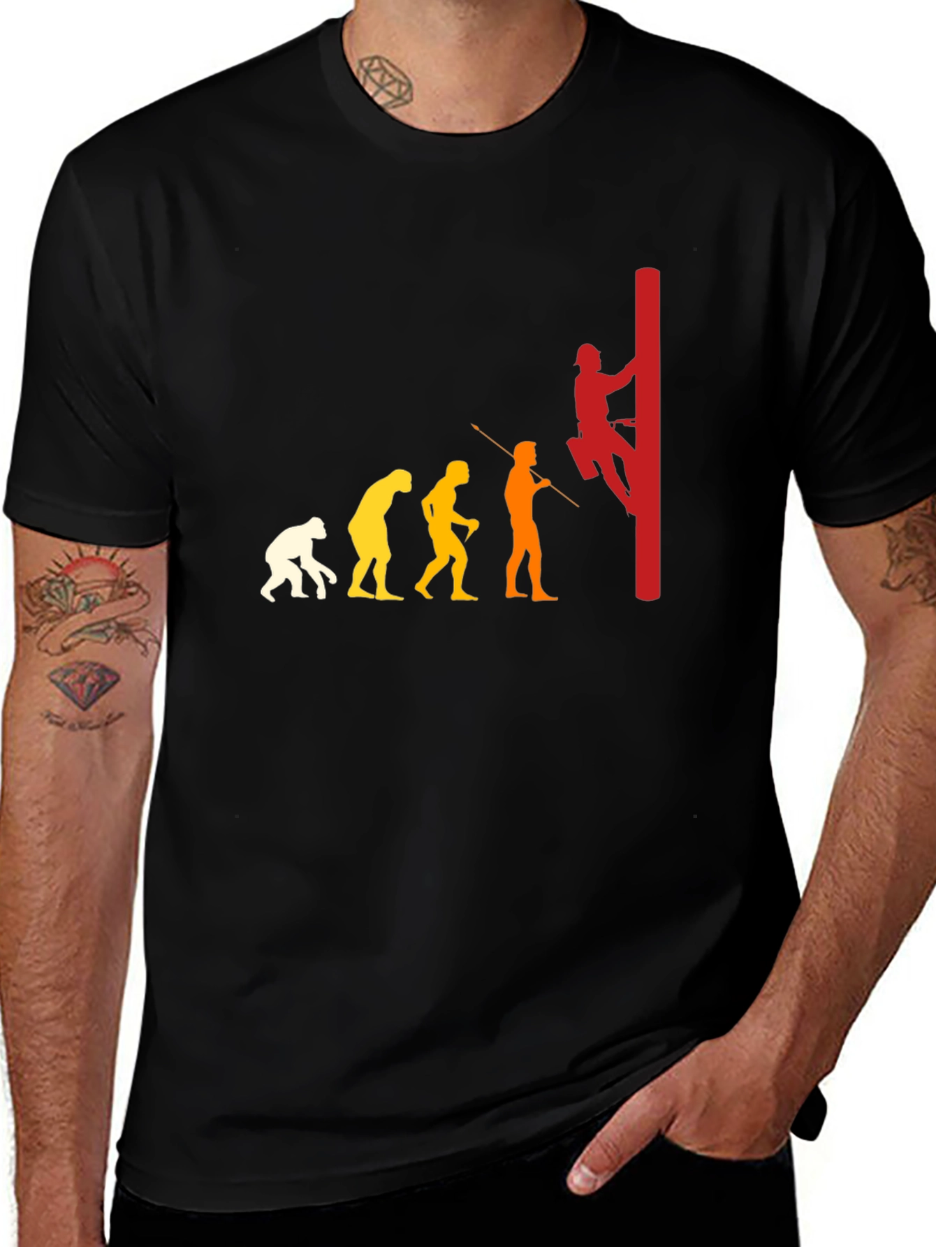 Variant 14 of Evolution of a Lineman Black T-Shirt