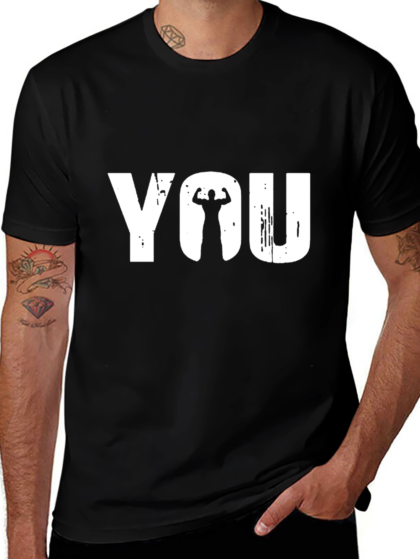 Variant 30 of Motivational Workout Shirt - YOU Text Graphic Tee