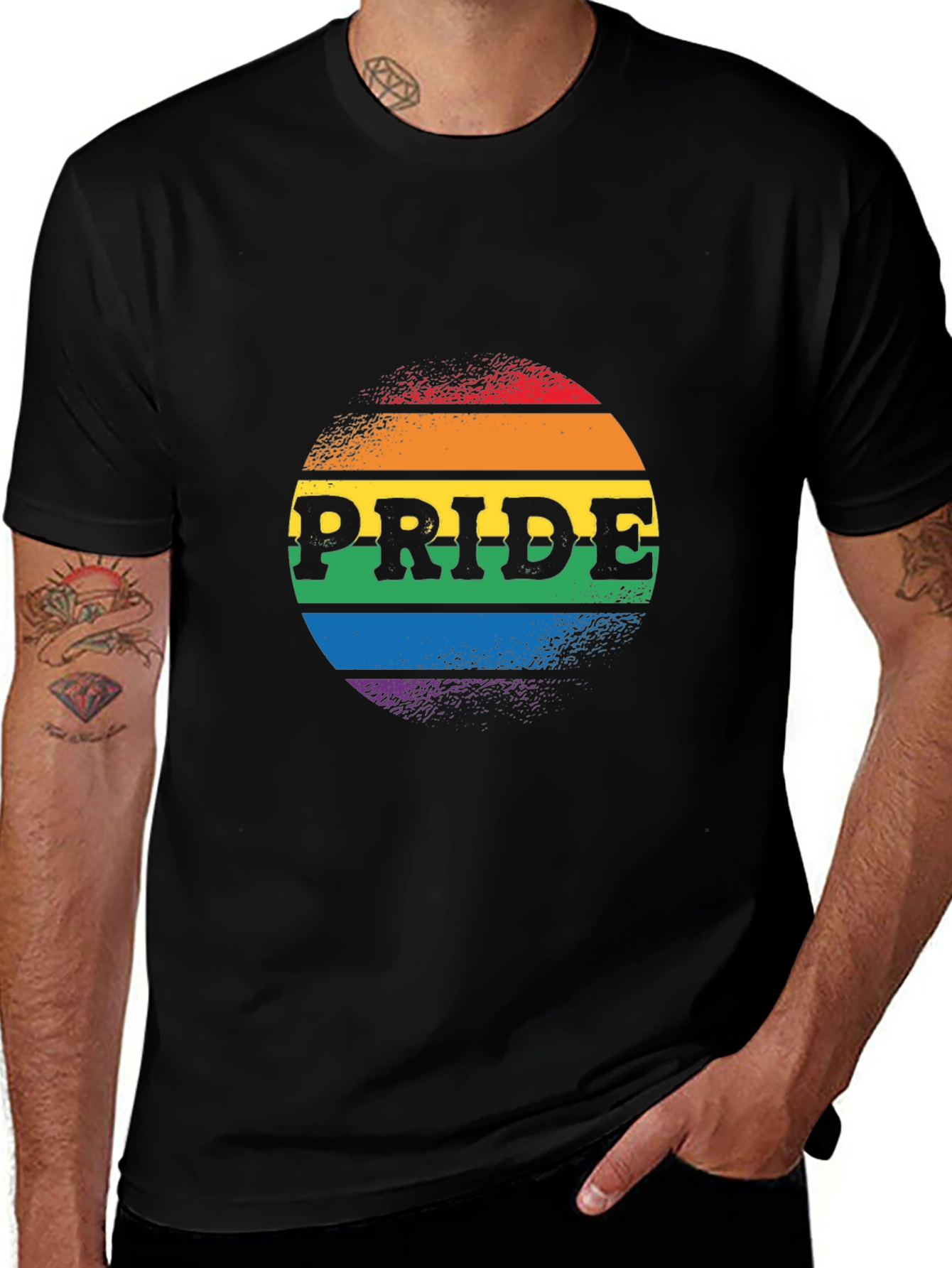 Pride Rainbow Graphic Tee - Black