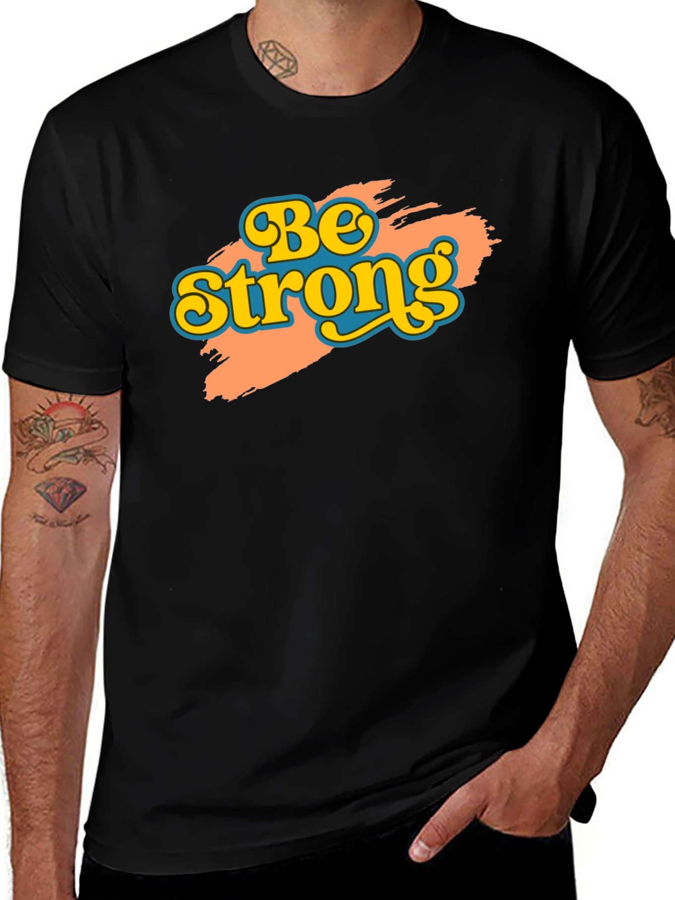 Variant 28 of Be Strong Graphic Tee - Retro Style