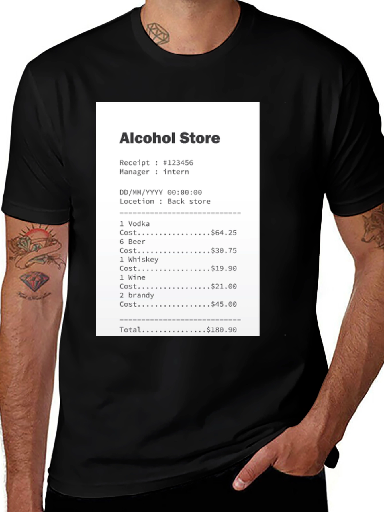 Variant 17 of Alcohol Store Receipt Graphic T-Shirt