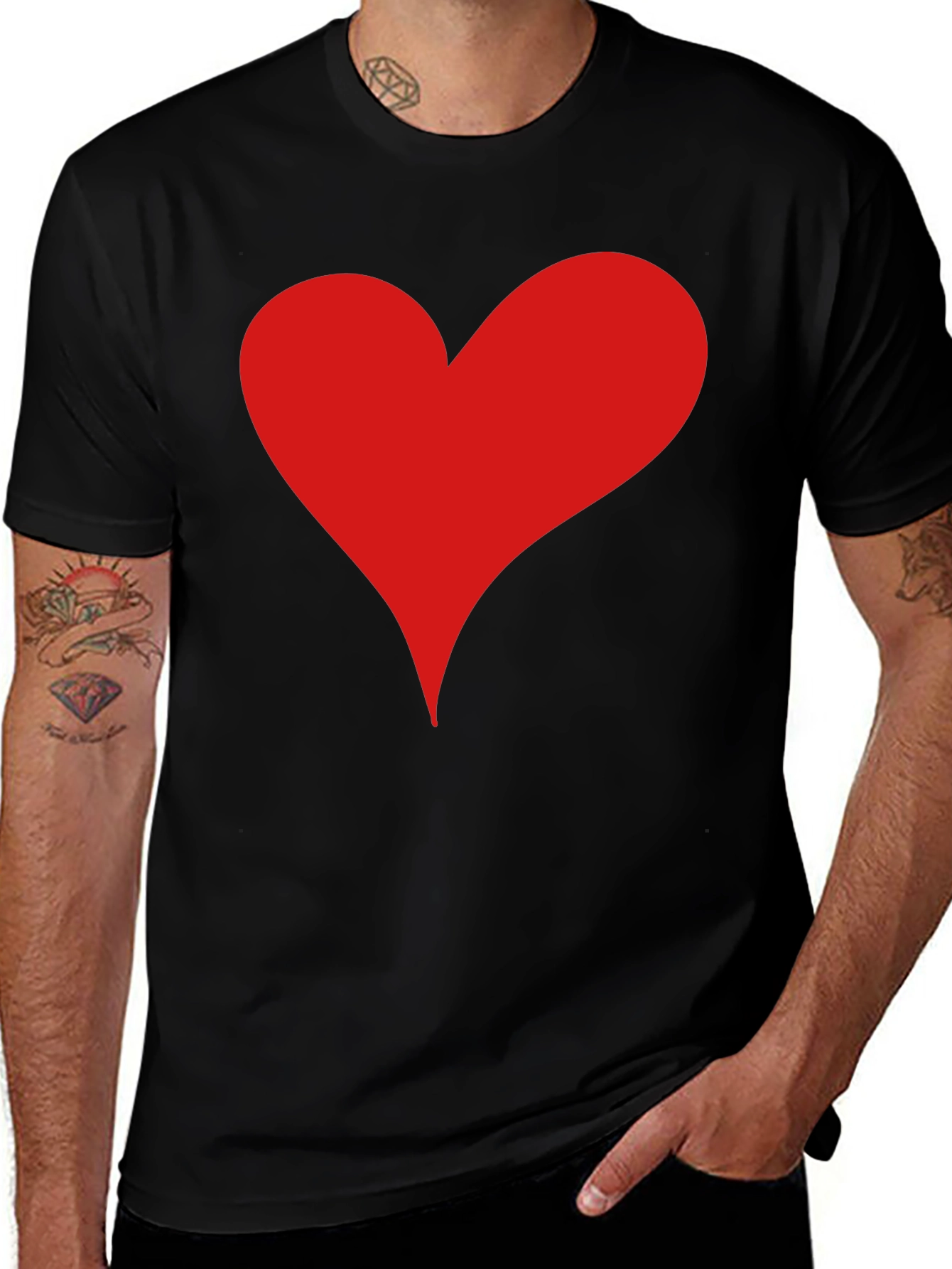 Variant 8 of Heart Graphic Tee - Men's Short Sleeve Cotton Blend