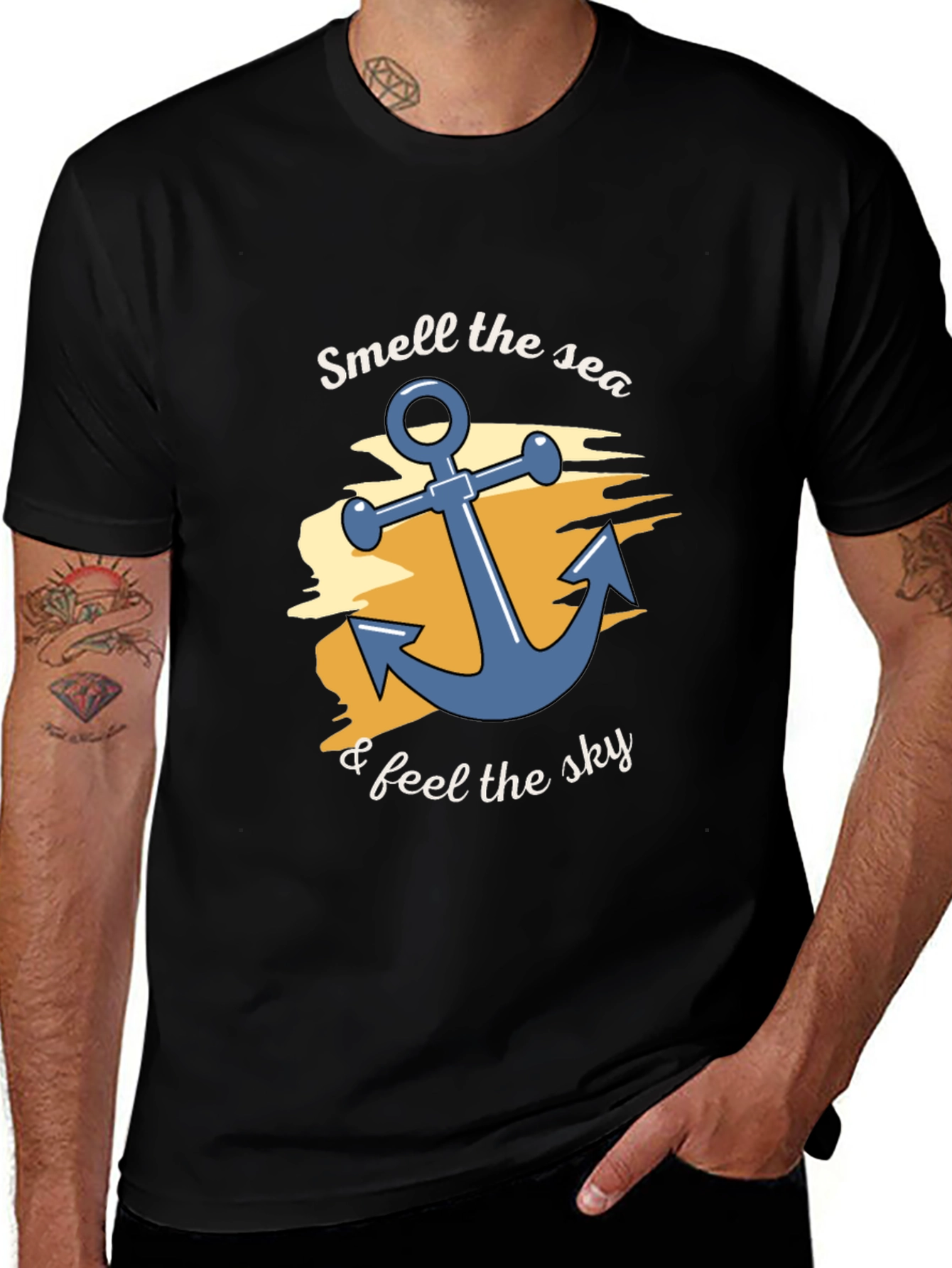 Variant 29 of Smell the Sea Black Cotton Graphic T-Shirt