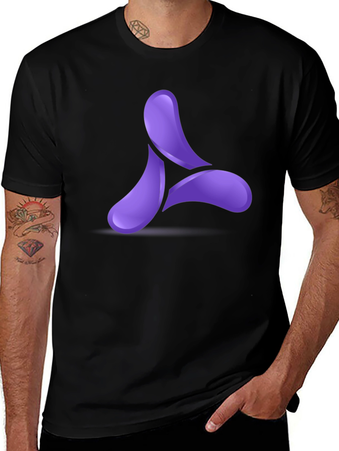 Modern Purple Logo Black T-Shirt