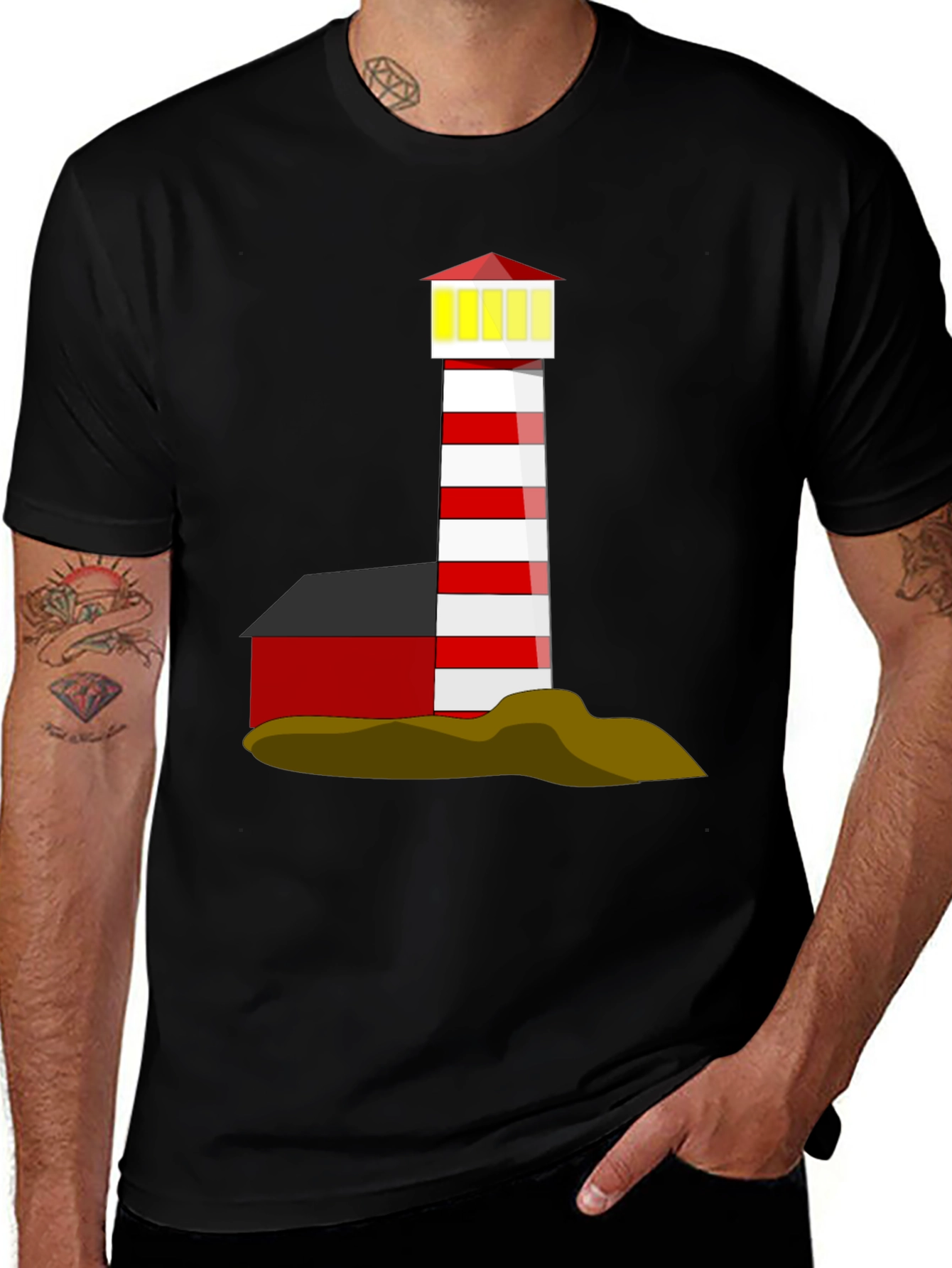 Variant 10 of Coastal Lighthouse Graphic Tee - Soft Cotton Comfort
