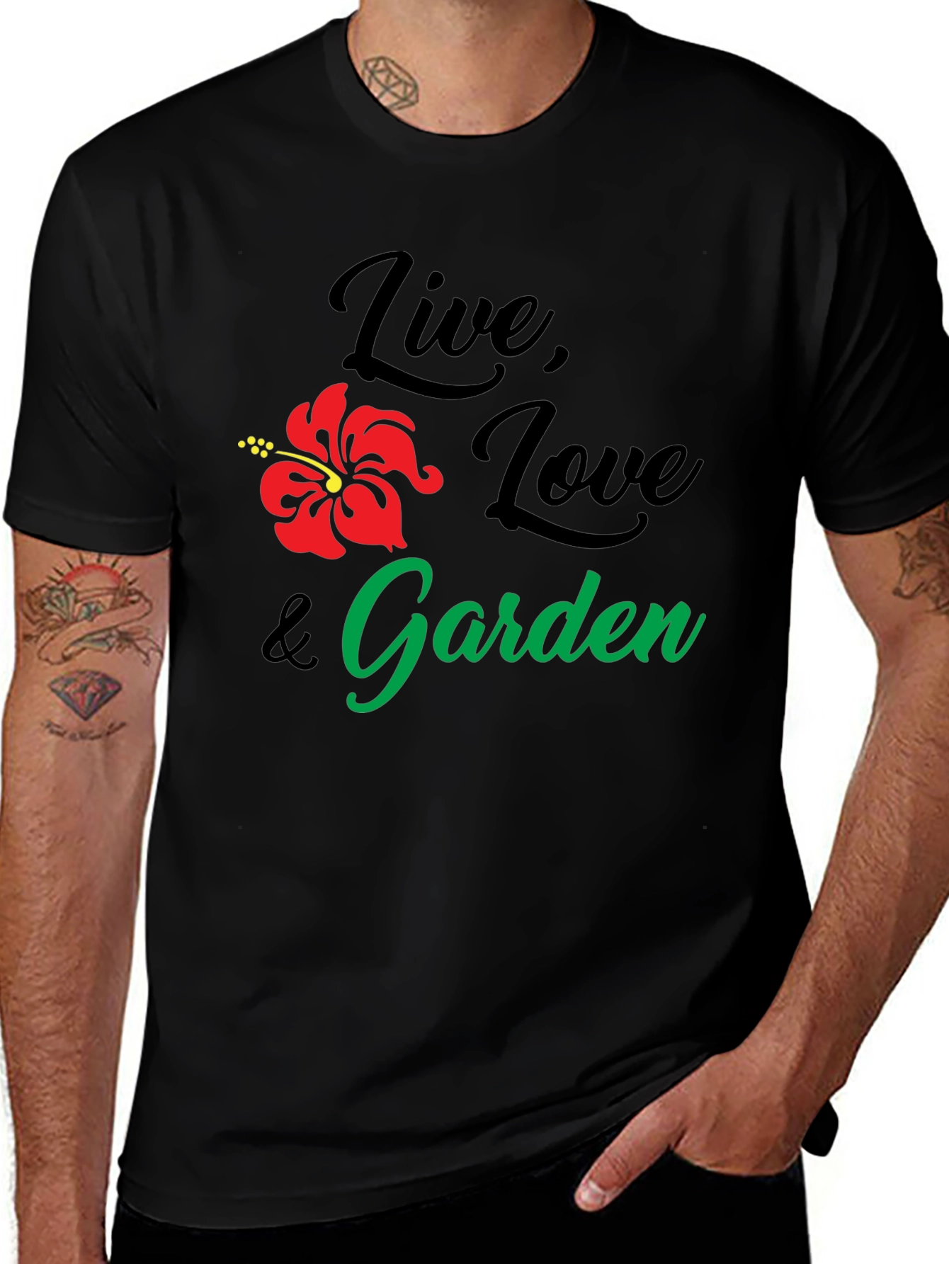 Variant 5 of Live Love Garden Black Graphic T-Shirt