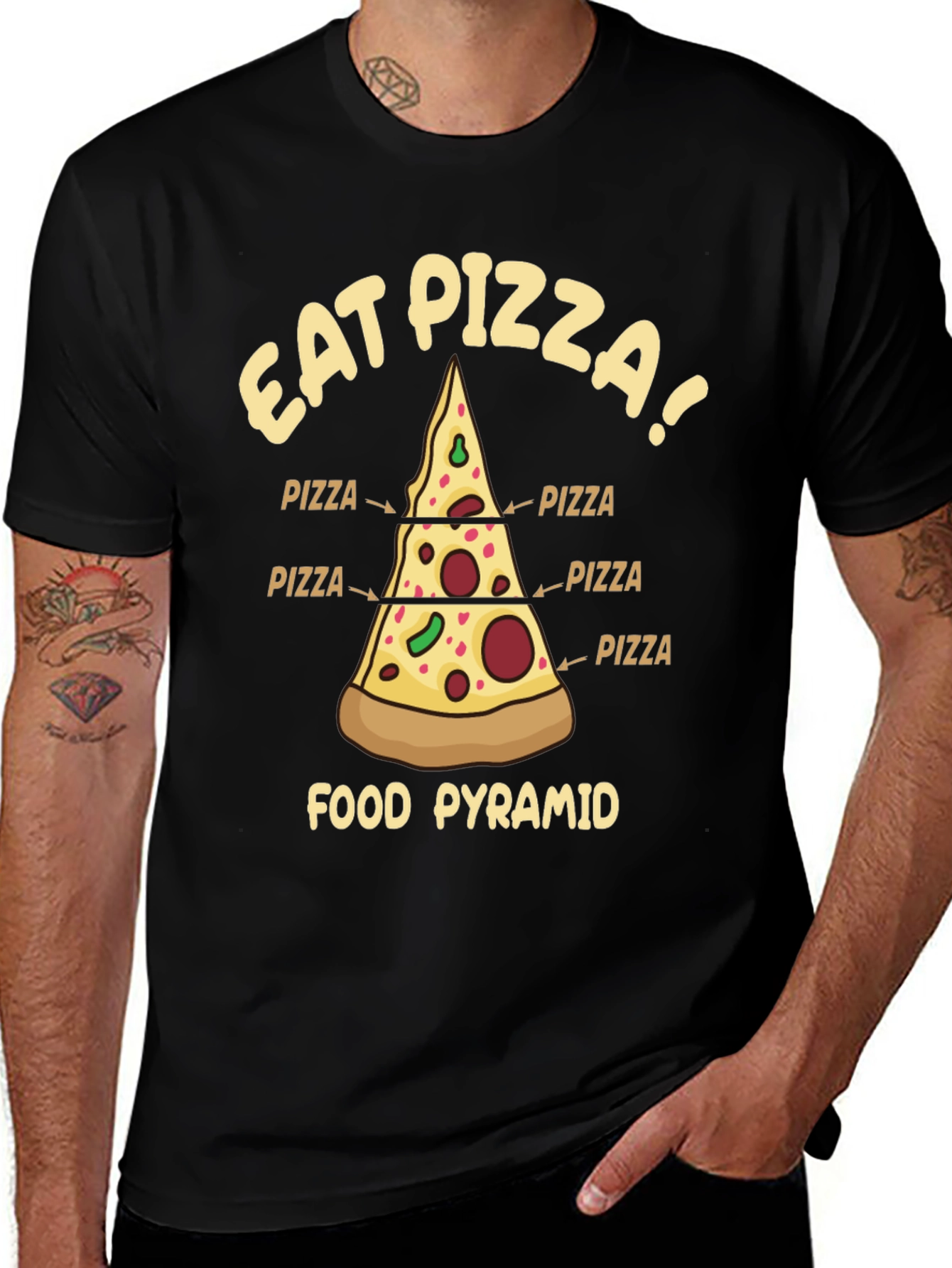 Variant 9 of Eat Pizza Food Pyramid T-Shirt - Novelty Graphic Tee
