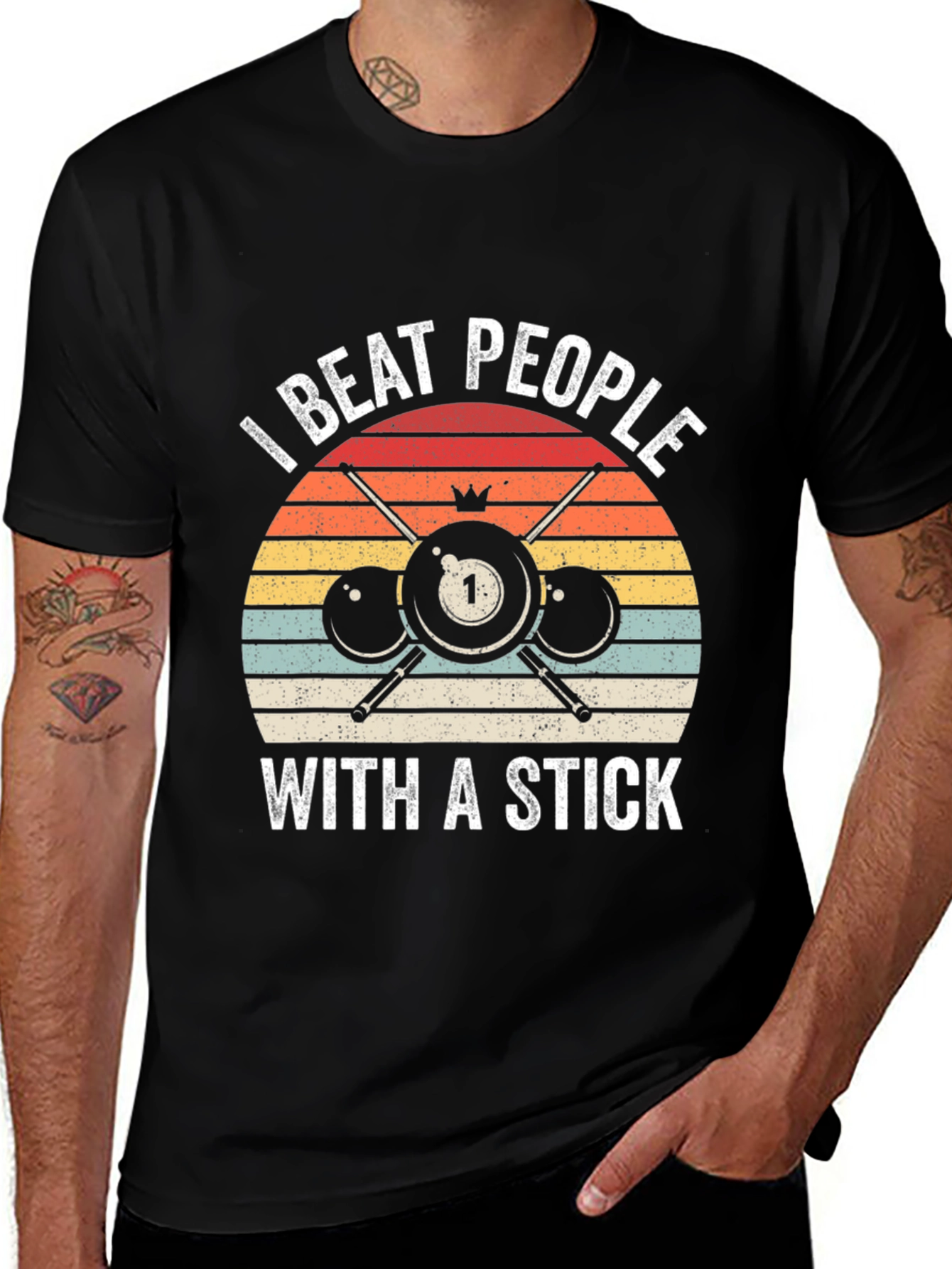Variant 20 of I Beat People With A Stick Billiards T-Shirt