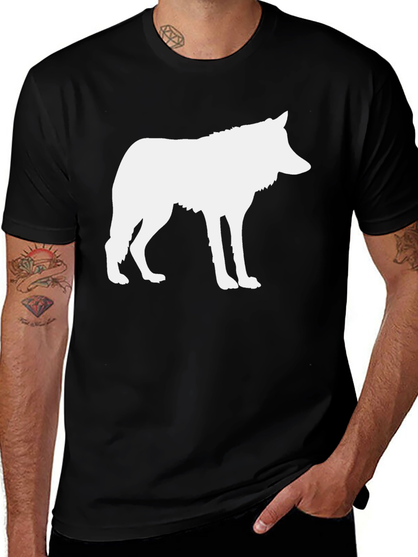 Variant 18 of Black Wolf Silhouette Graphic T-Shirt