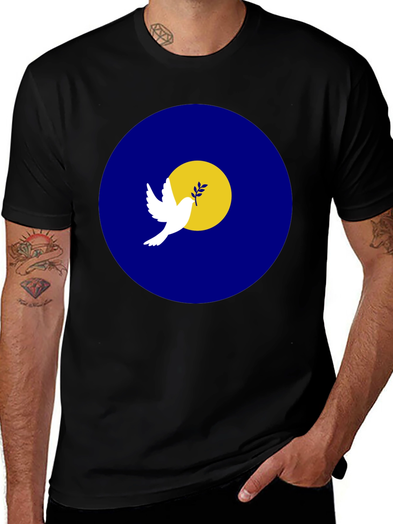 Black Peace Dove Graphic T-Shirt - Stylish Black Tee main image