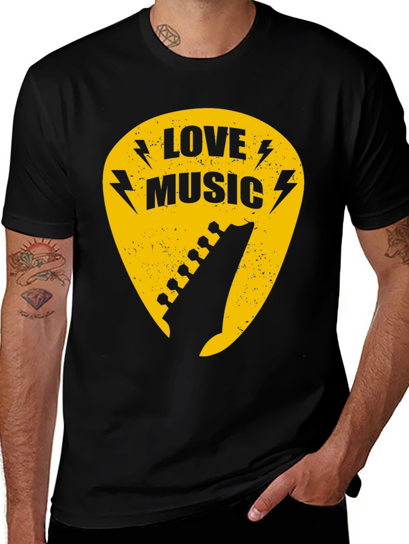 Variant 3 of Love Music Guitar Pick Graphic T-Shirt