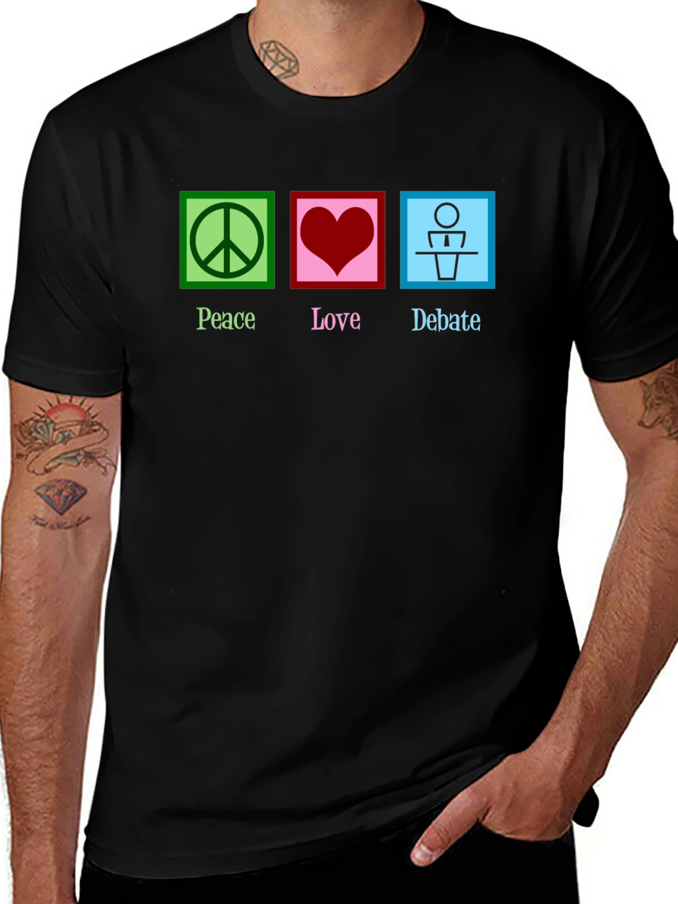 Variant 17 of Peace Love Debate Graphic T-Shirt